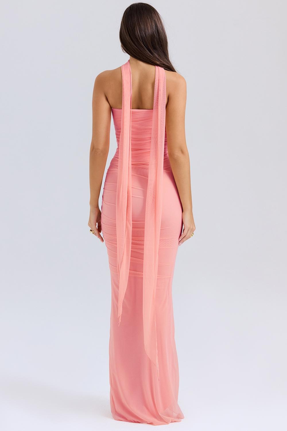 Hallie  peach strapless corset with neck scarf Product Image