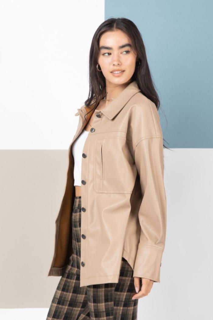 Faux Leather Shirt Product Image