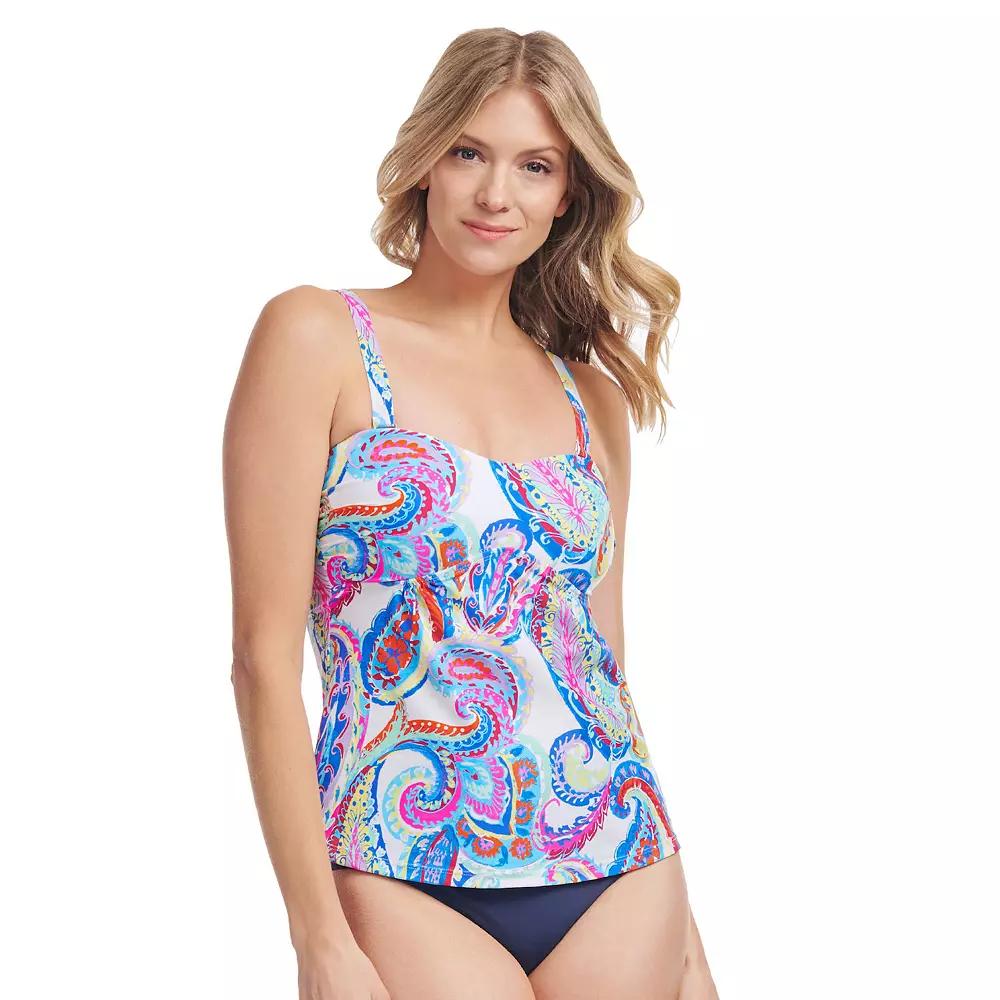 Women's Mazu French Paisley Sweetheart A-Line Tankini Swim Top, Size: 10, White Product Image