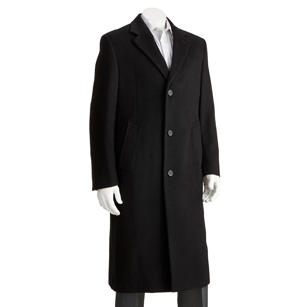 Men's Jean-Paul Germain Classic-Fit Sander 45-inch Wool-Blend Topcoat, Size: 46 - Regular, Black Product Image