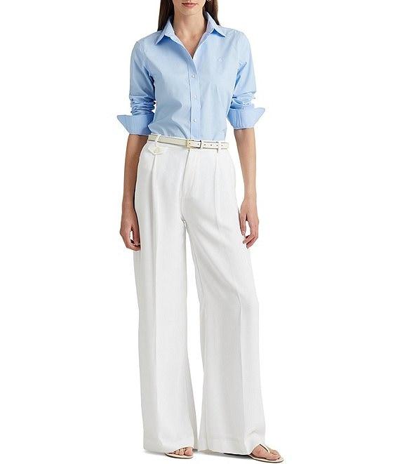 Lauren Ralph Lauren Petite Size Easy Care Point Collar Long Sleeve Shirt Product Image