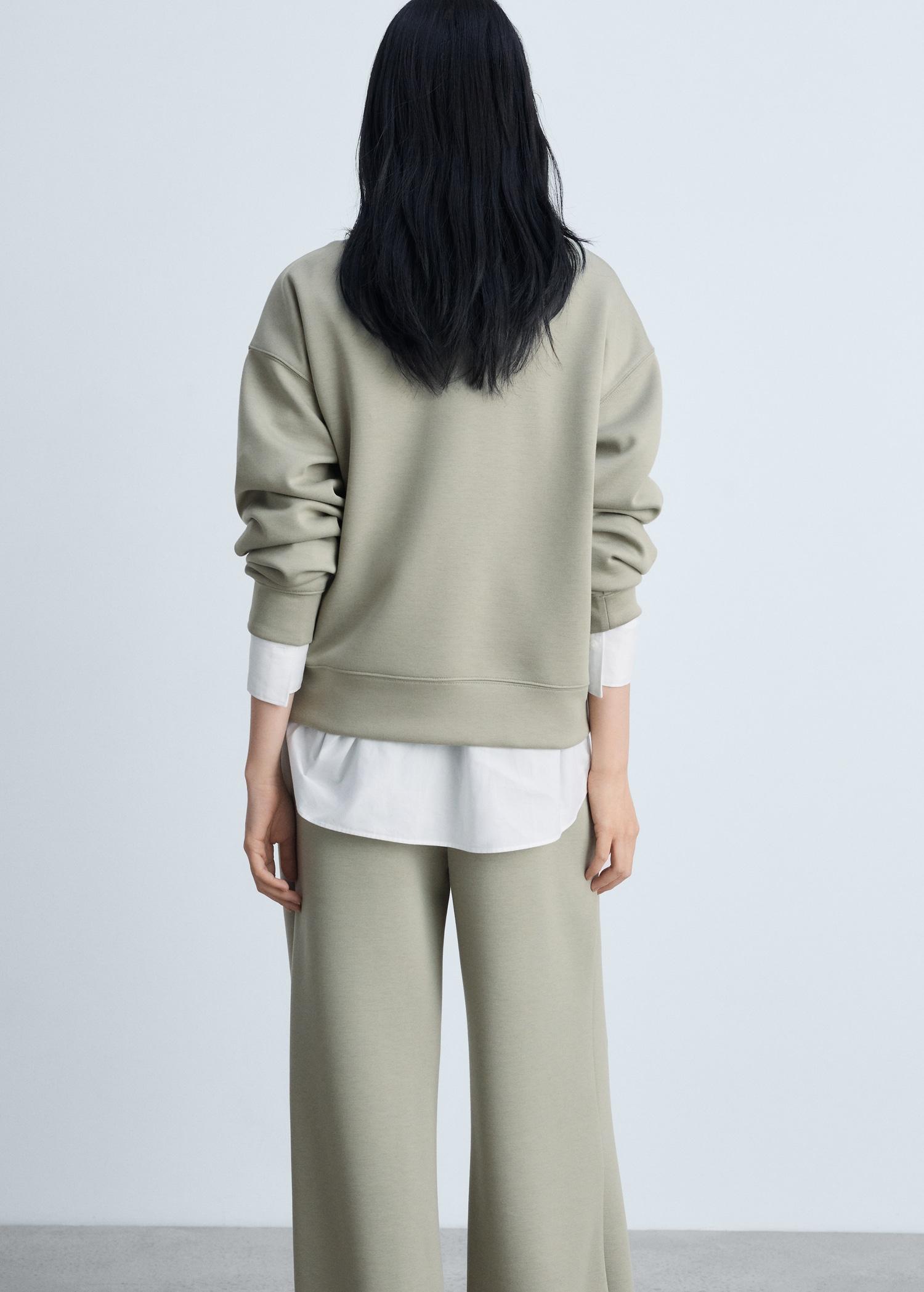 Knitted zip-neck sweatshirt - Women | MANGO USA Product Image