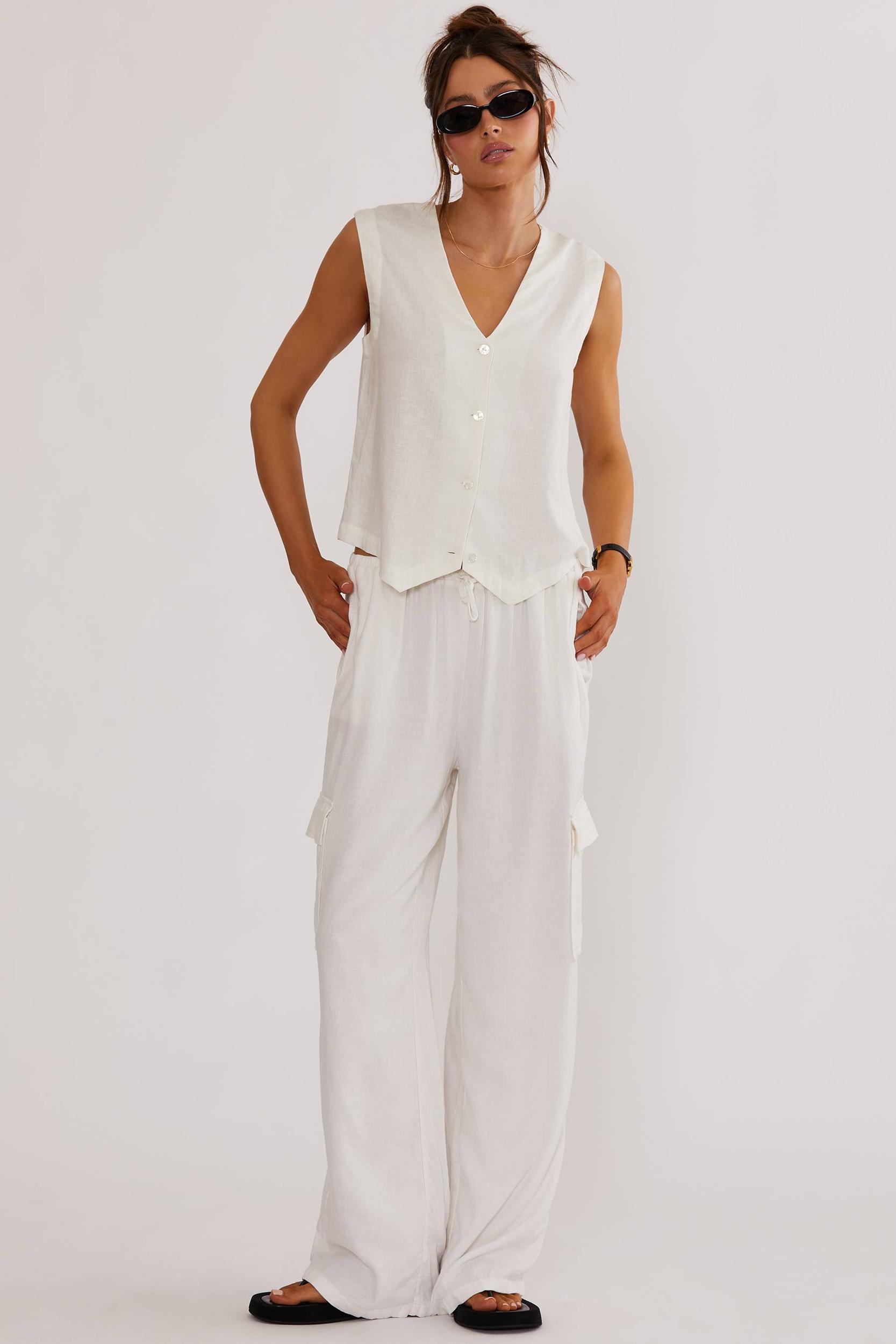 Amara Pant White Linen Product Image