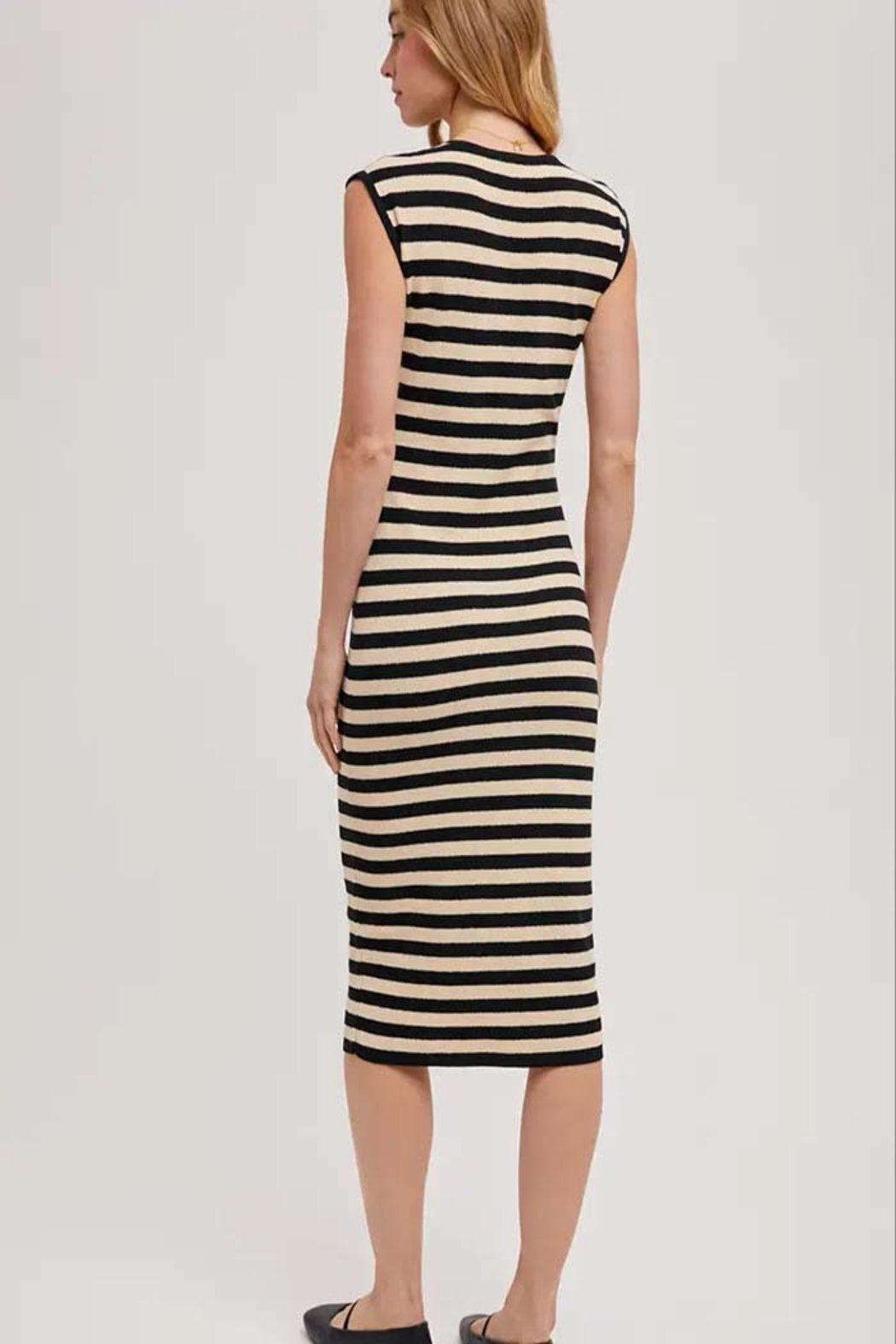 Striped Contrast Tank Midi Dress Product Image