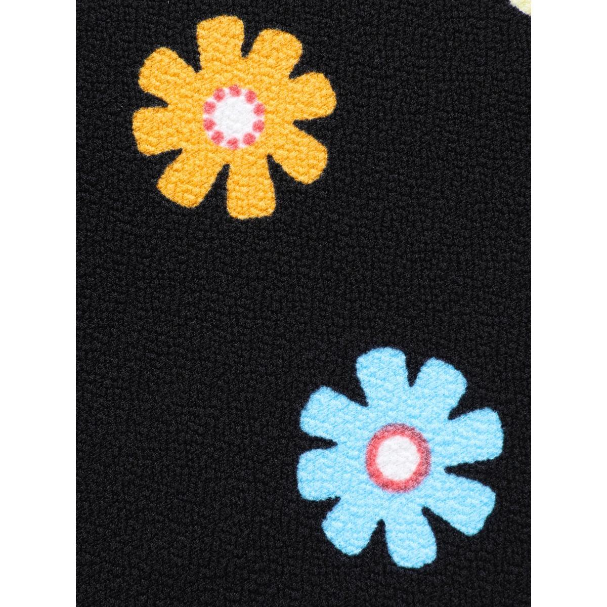 Plus Size Multi-Color Floral Print Flared Pants Women BlackFlower Playful Bodycon Mid Rise Casual Pants BloomChic 28/5X Product Image