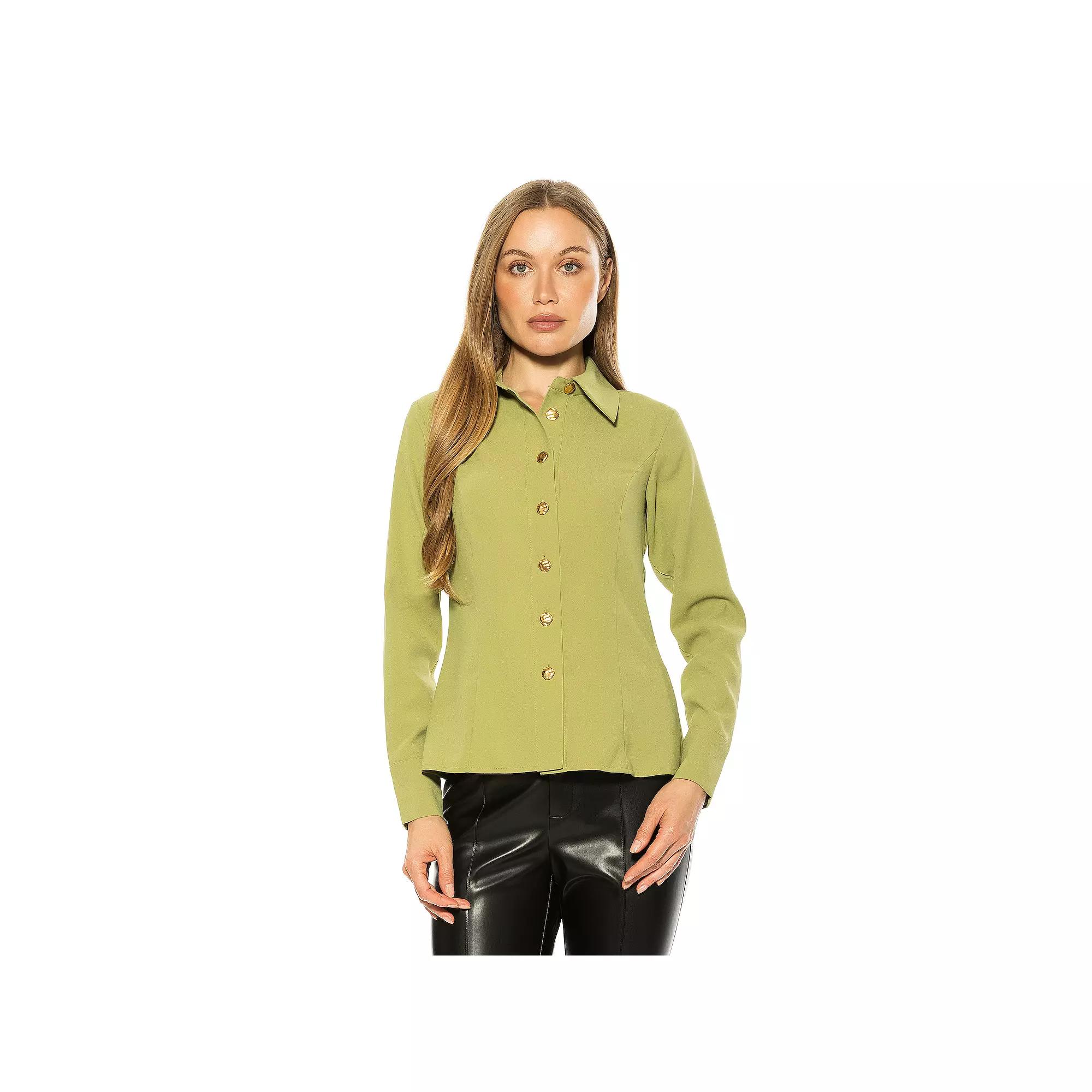 Women's ALEXIA ADMOR Leland Collared Button Down Shirt With Wide Cuff,  Product Image