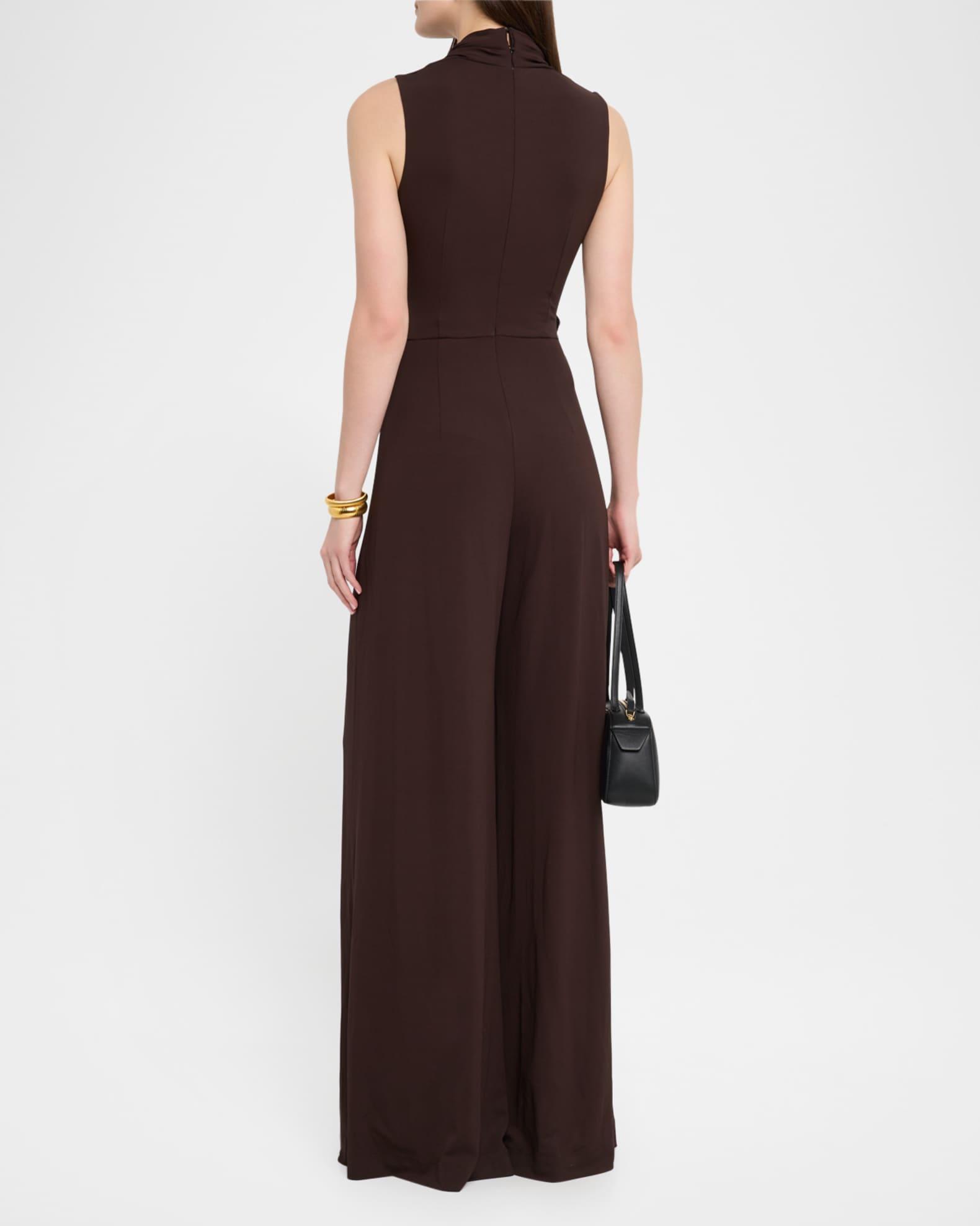 Tie Waist Matte Jersey Palazzo Jumpsuit Product Image
