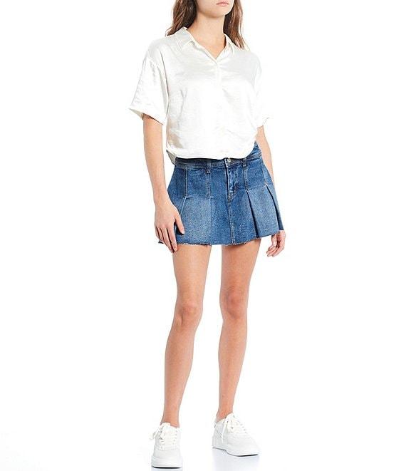 GB Pleated Denim Micro Mini Skort Product Image