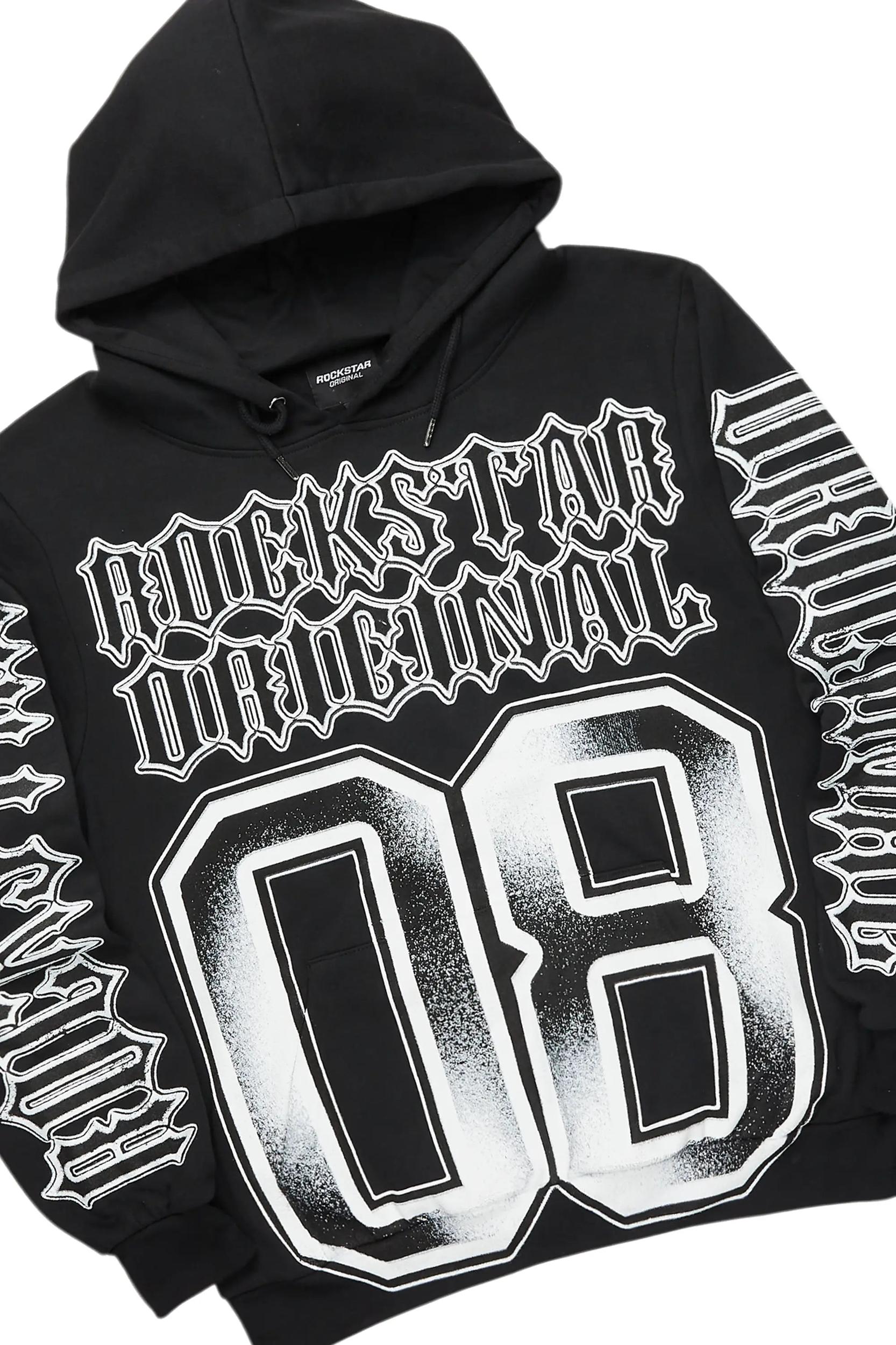 Alim Black/White Hoodie/Baggy Track Pant Set Male Product Image