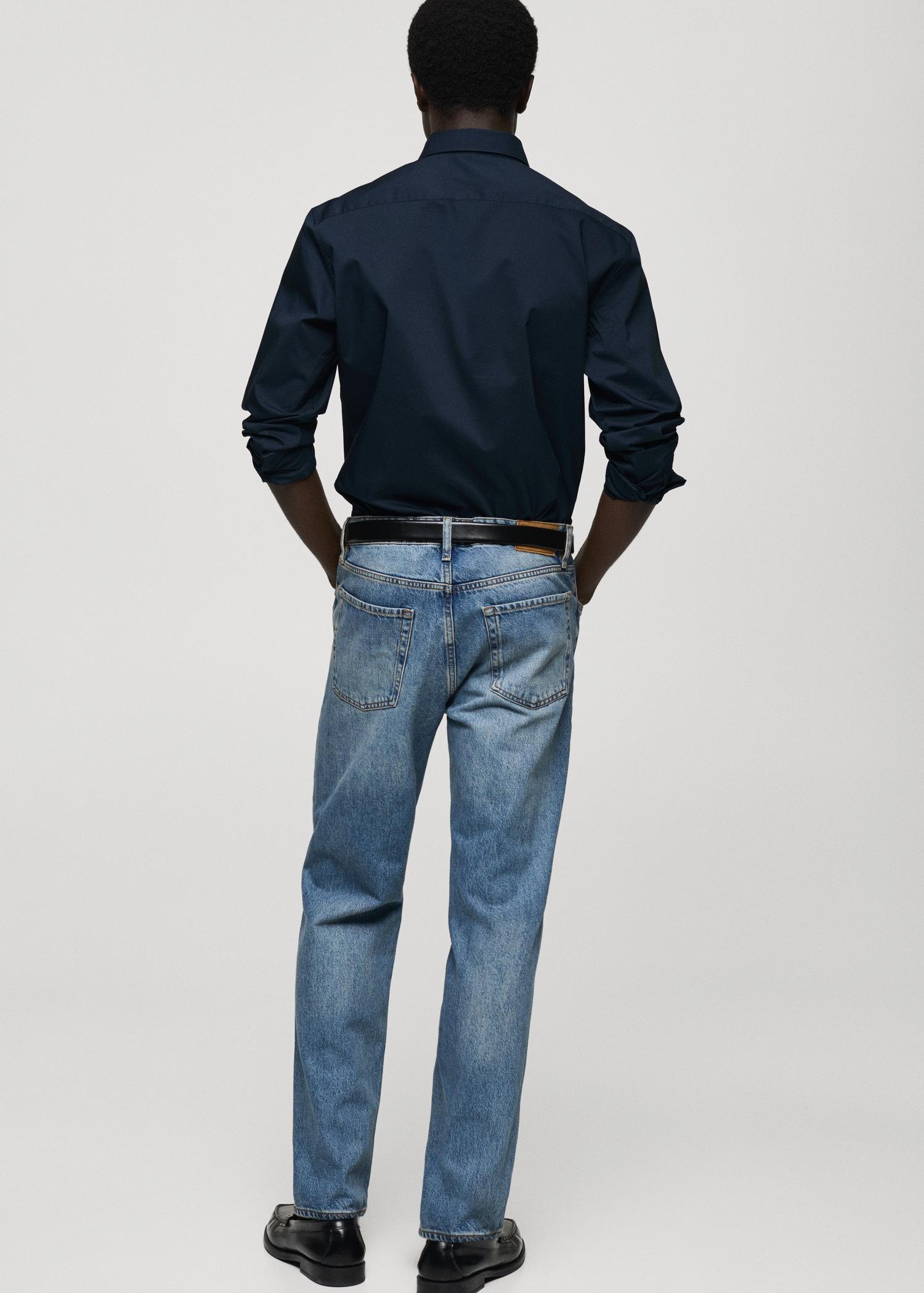 Regular-fit stretch cotton shirt - Men | MANGO USA Product Image