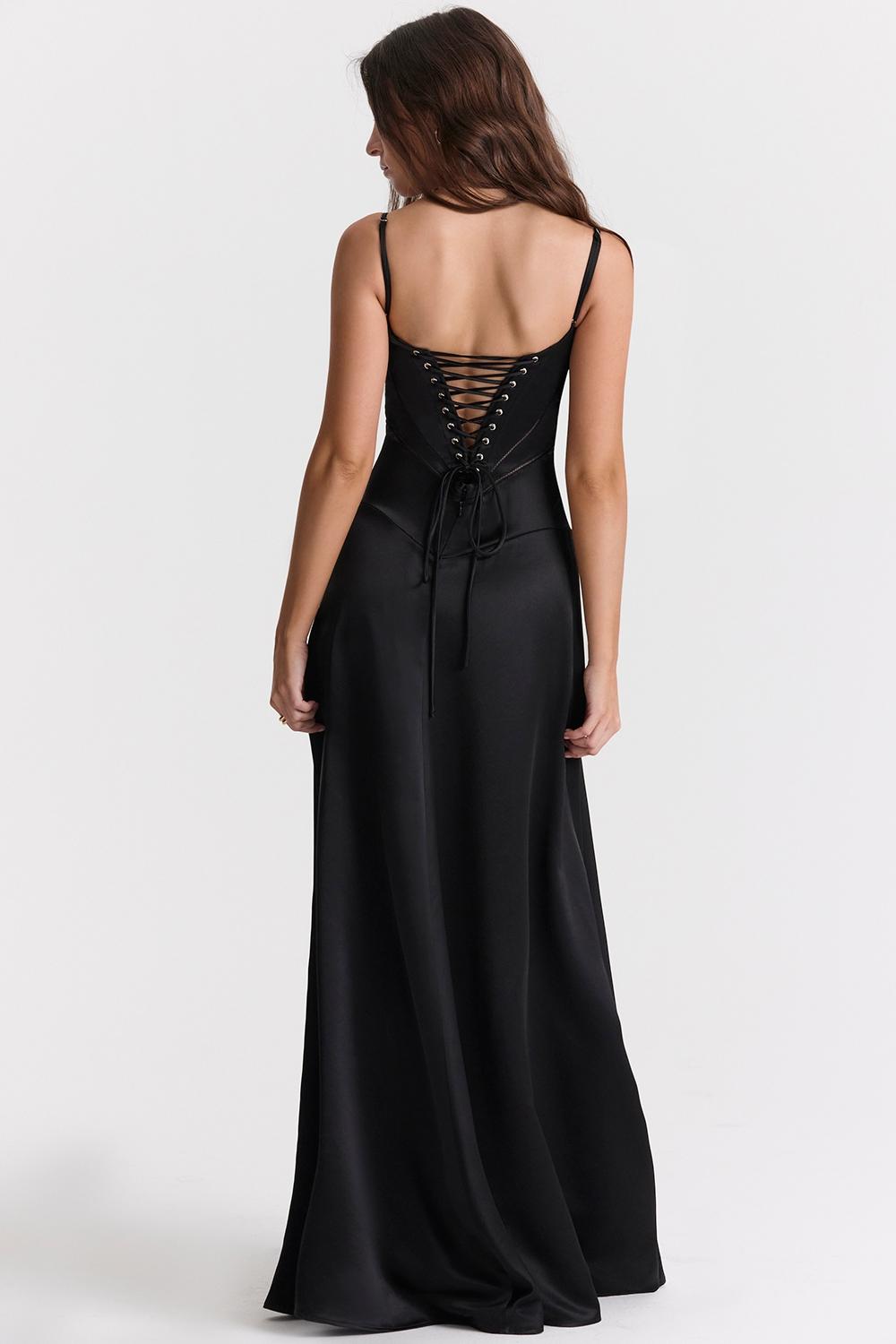 Anabella  black lace up maxi dress Product Image