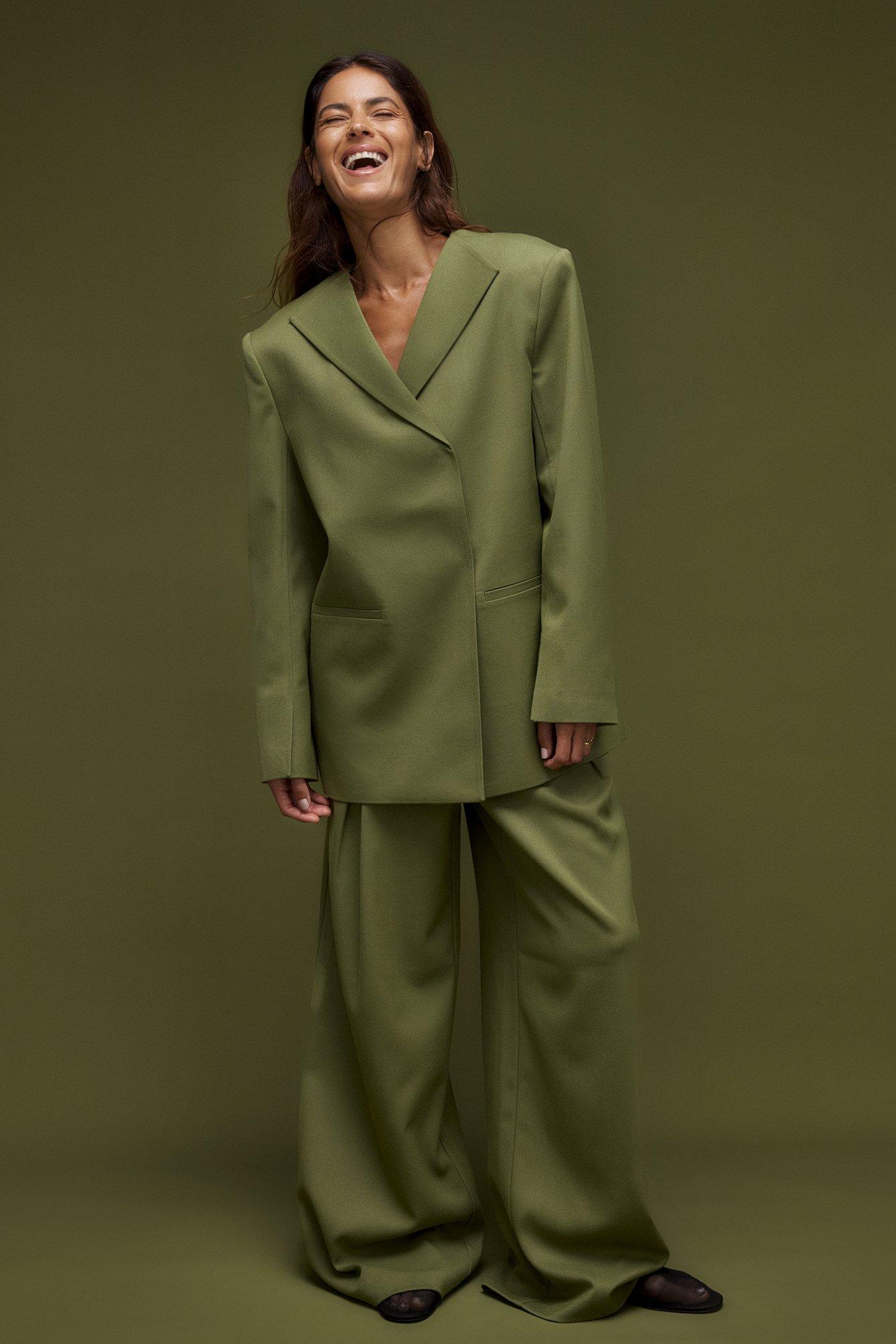 Mid Waist Wide Leg Suit Pants Product Image