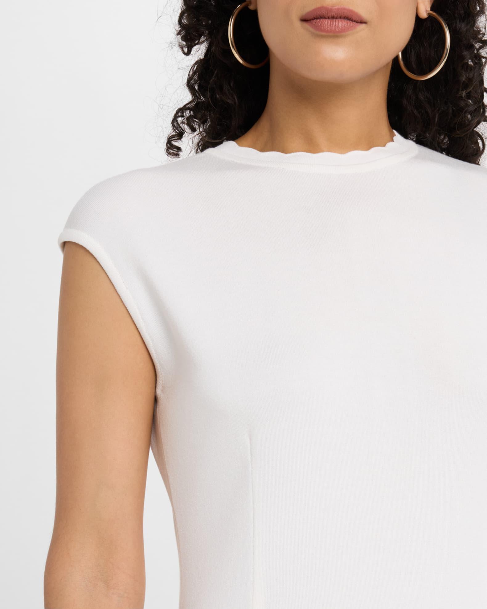 Sleeveless Scalloped Knit A-Line Midi Dress Product Image