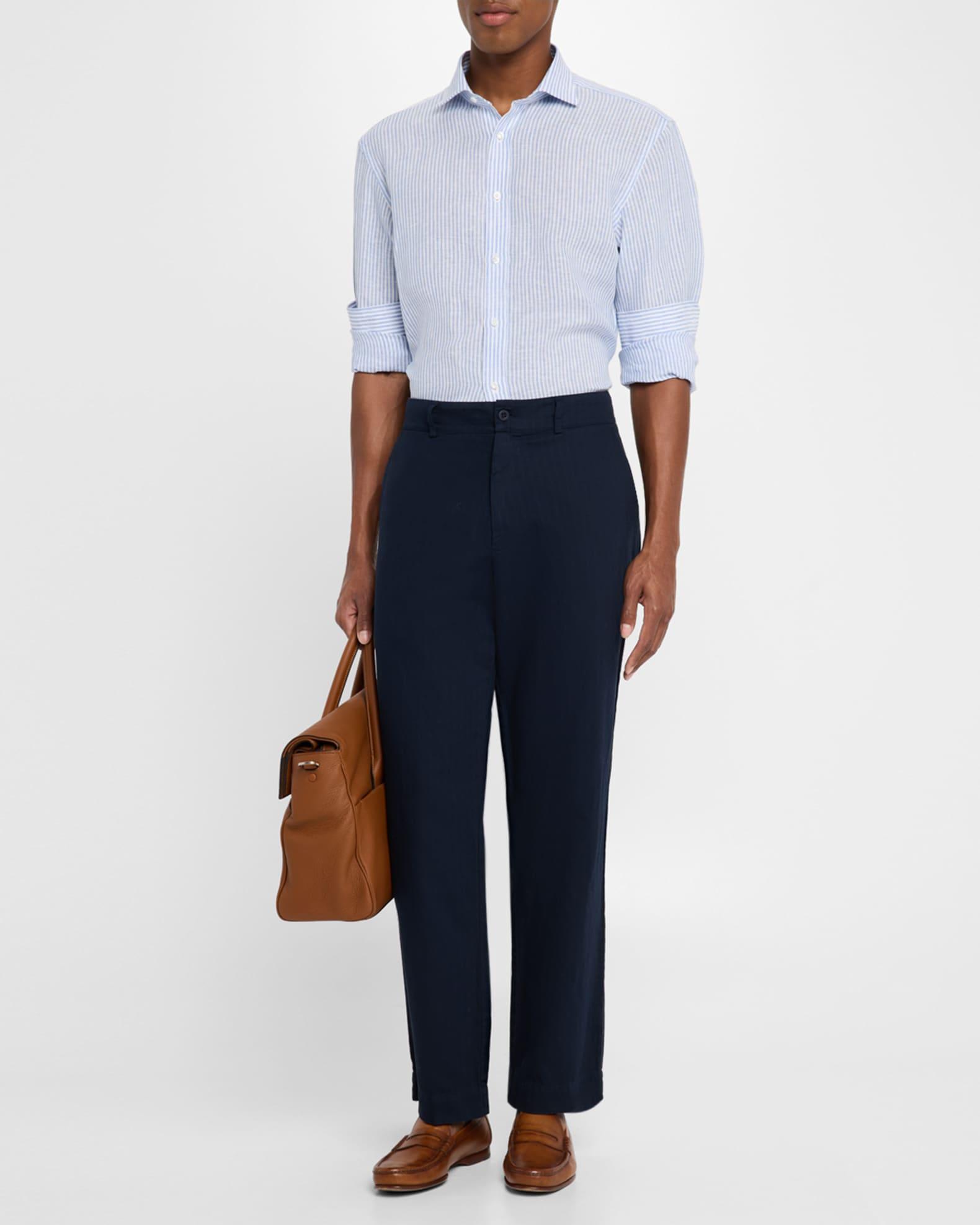 Men's  Handmade Striped Linen Sport Shirt Product Image