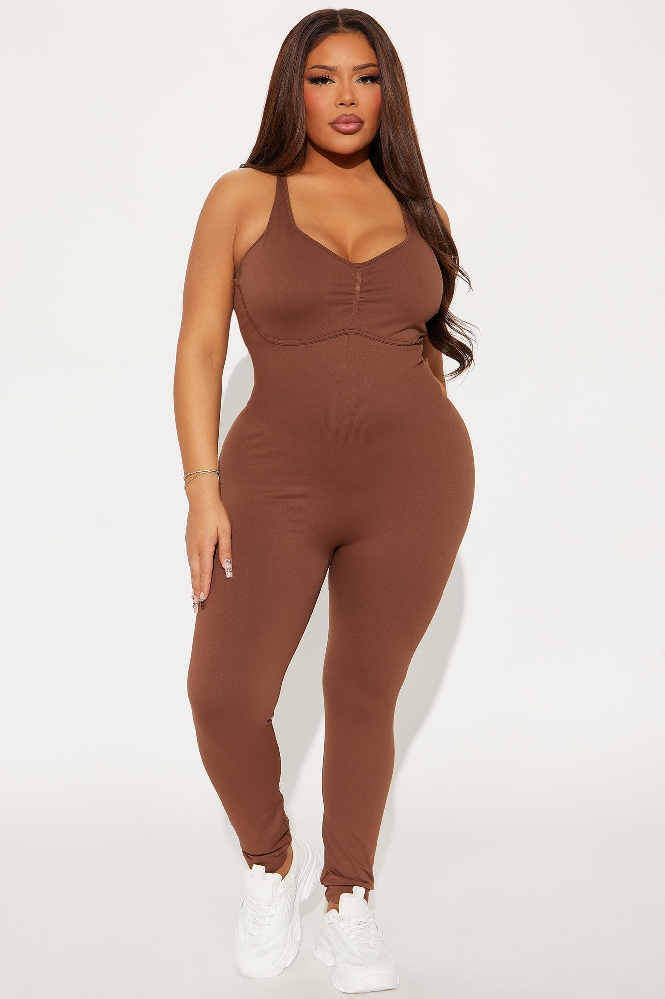 Much Attitude Seamless Active Jumpsuit - Mocha Product Image