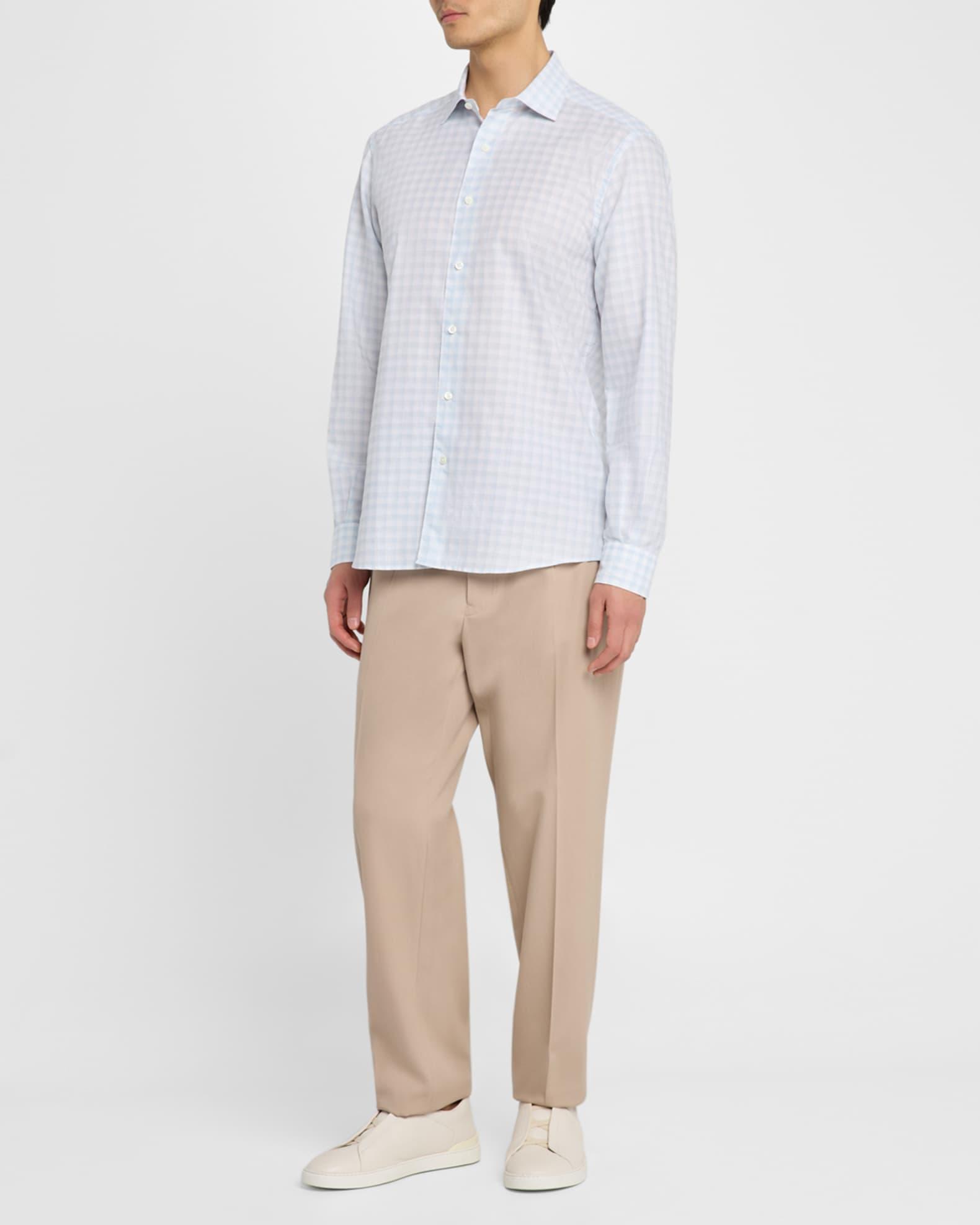 Men's Cotton Twill Check Sport Shirt Product Image