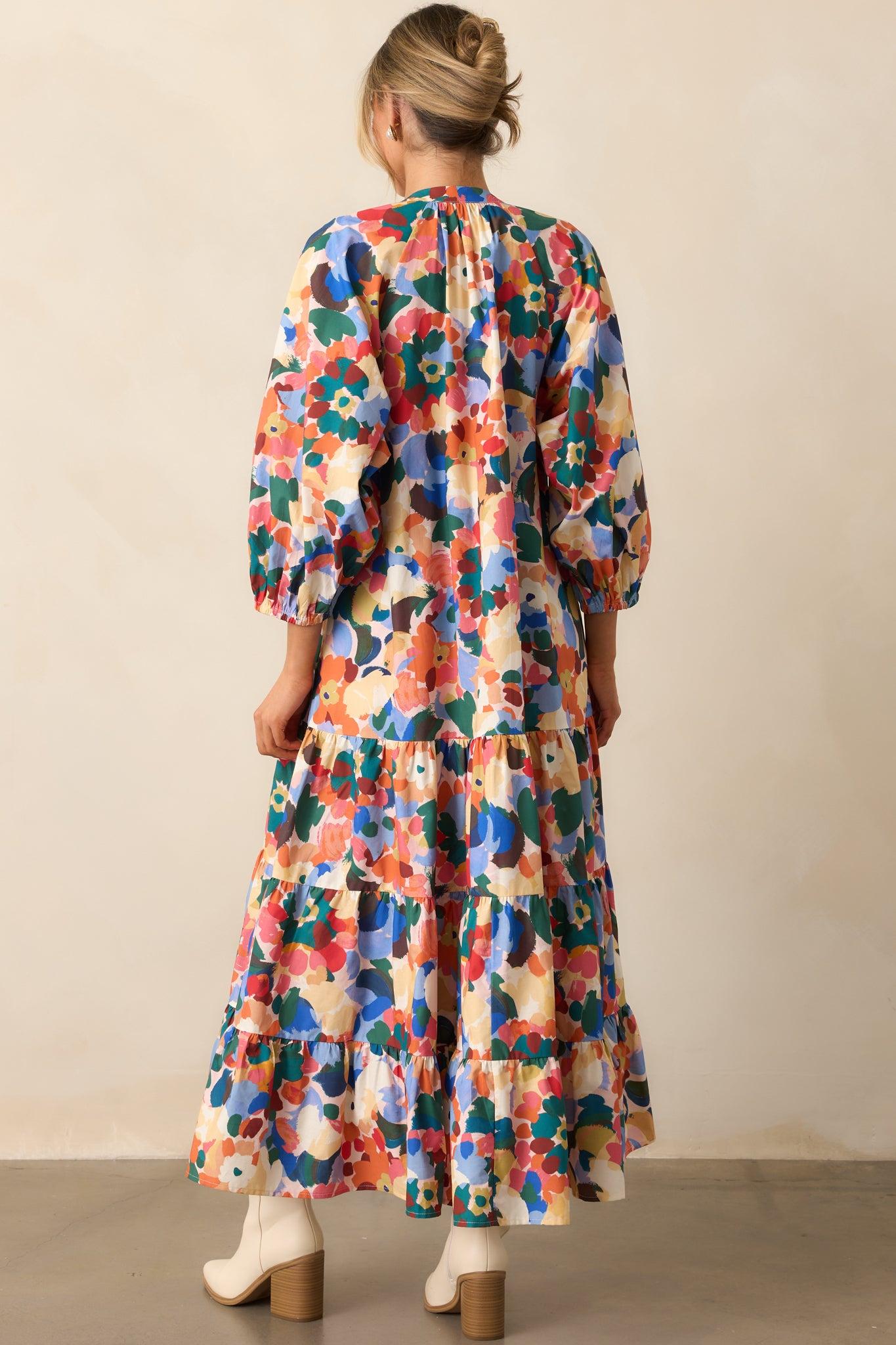 Prosperina Adelaide Orange Multi Floral Print Cotton Maxi Dress L / Orange Product Image