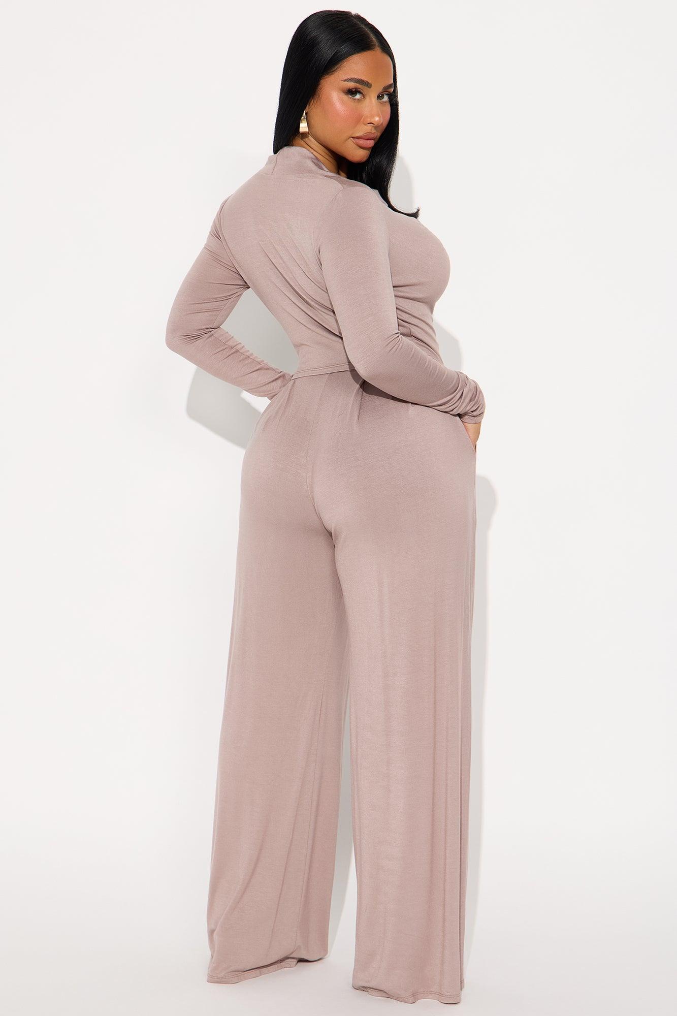 Hazel Cowl Neck Pant Set - Taupe Female Product Image