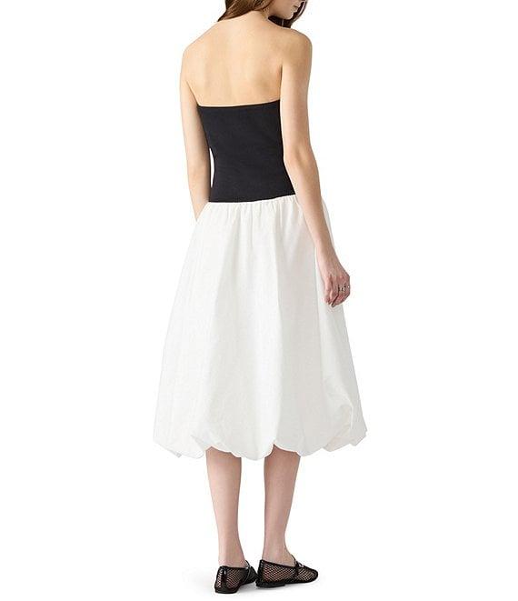 Steve Madden Oliver Square Neck Strapless Bubble Drop Waist Midi Dress Product Image