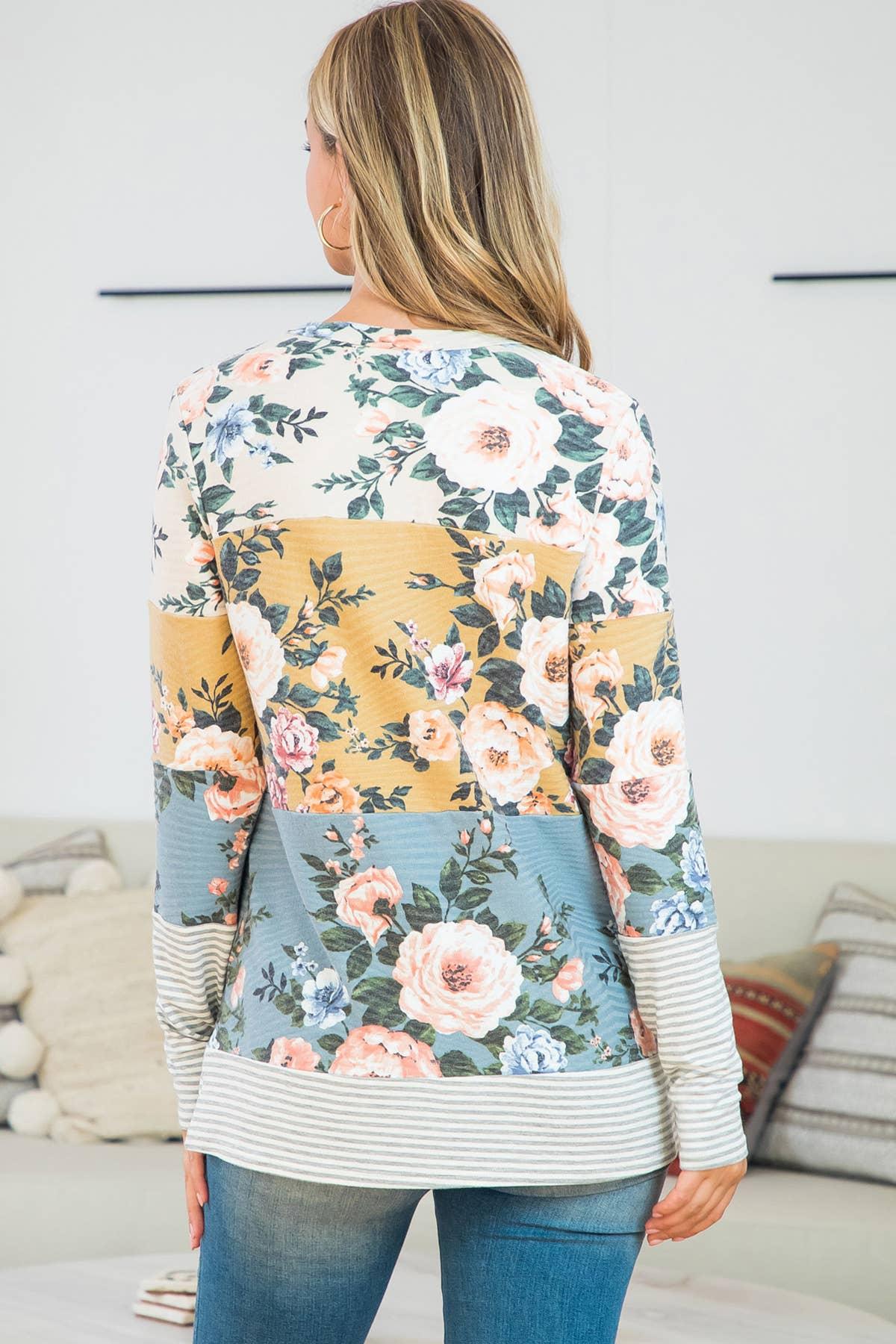 Color Block Rib Floral Product Image