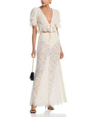 Oxford Floral Lace A Line Skirt Product Image