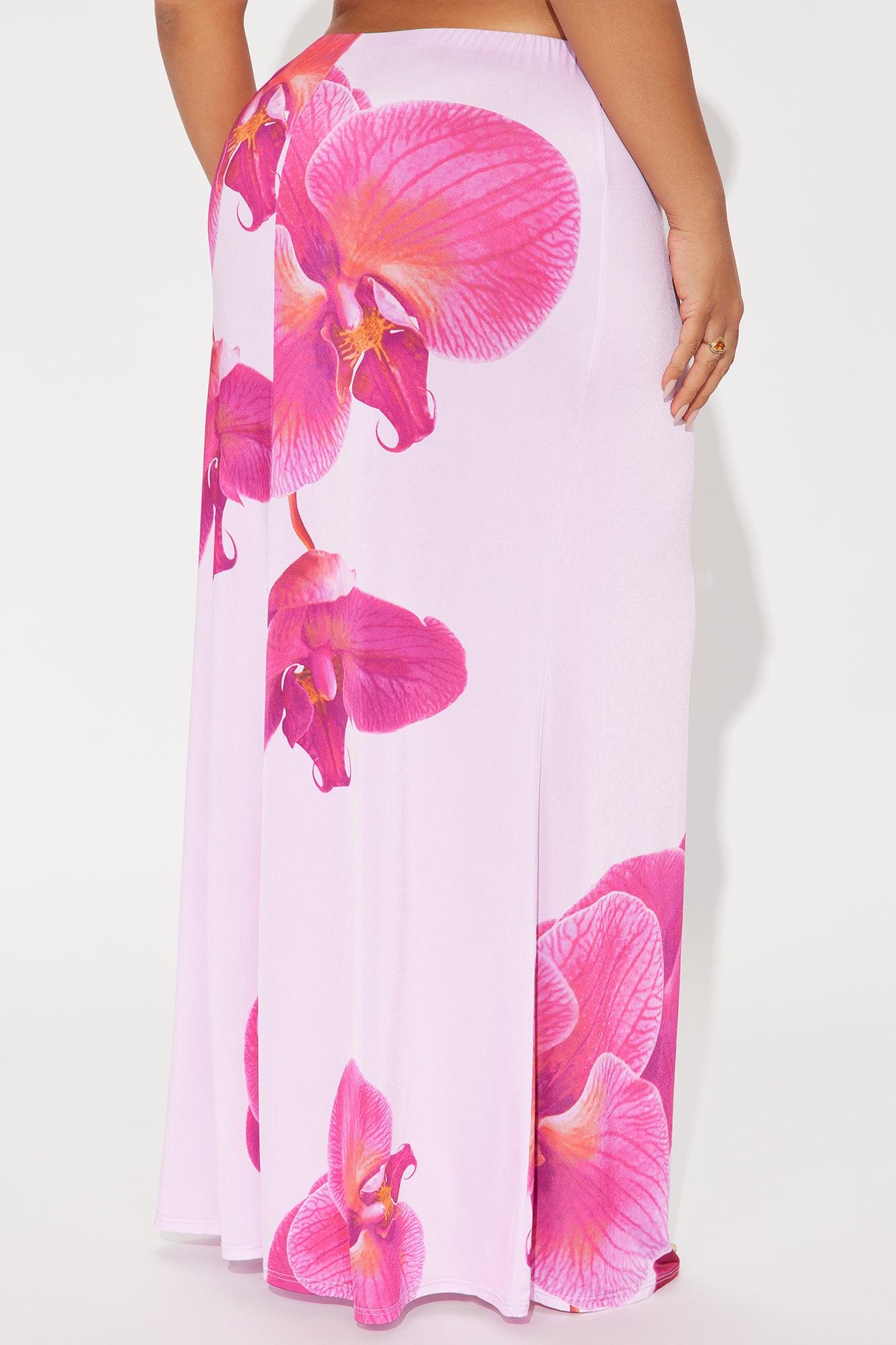 Liliana Floral Satin Maxi Skirt - Pink/combo Female Product Image