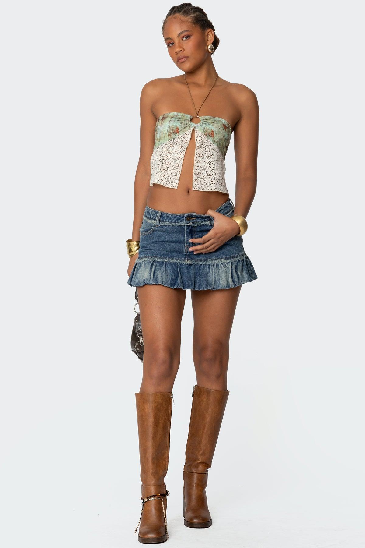 Kloe Backless Crochet Split Front Top Product Image