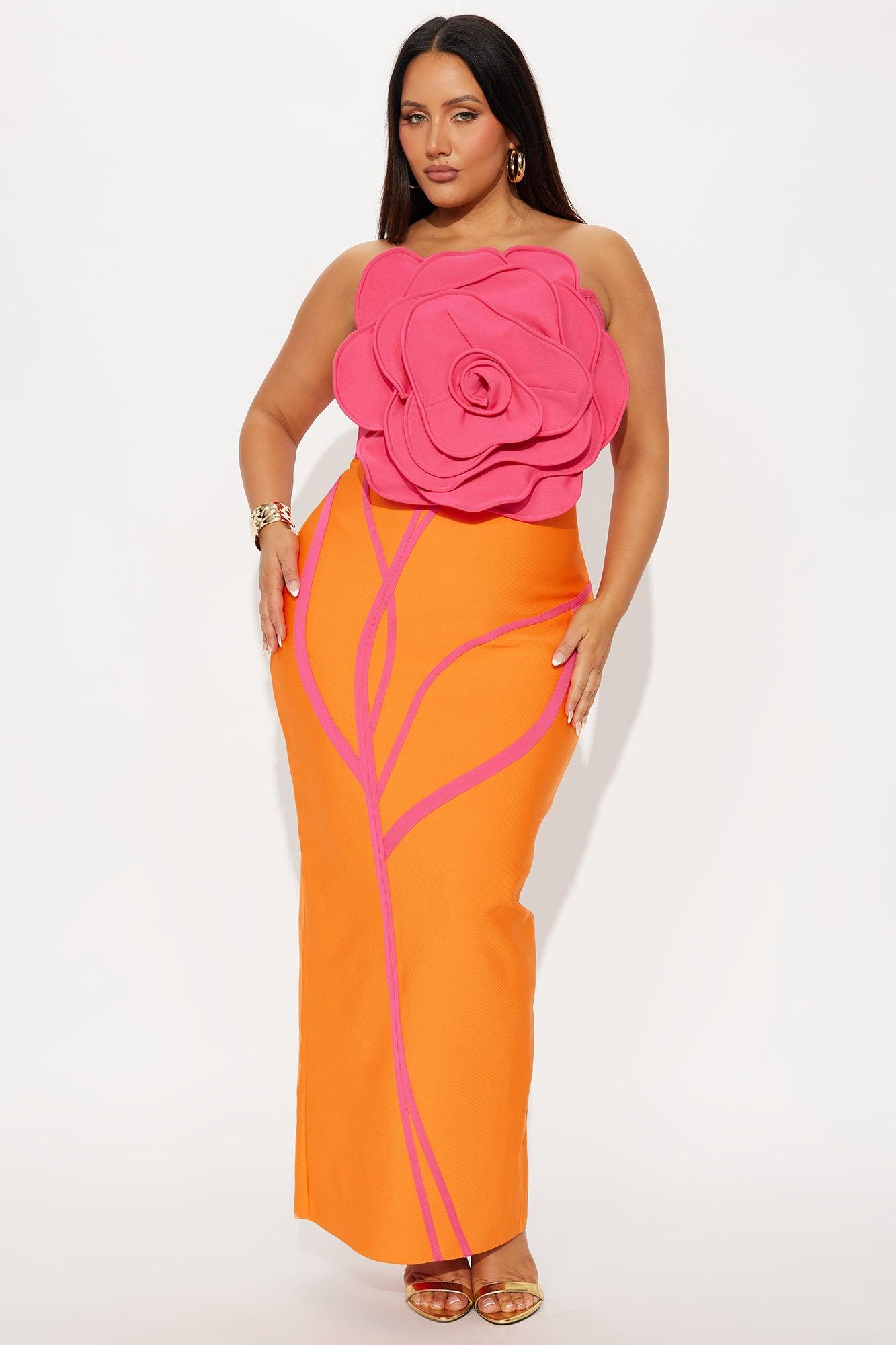 Thea Bandage Maxi Dress - Orange/combo Product Image