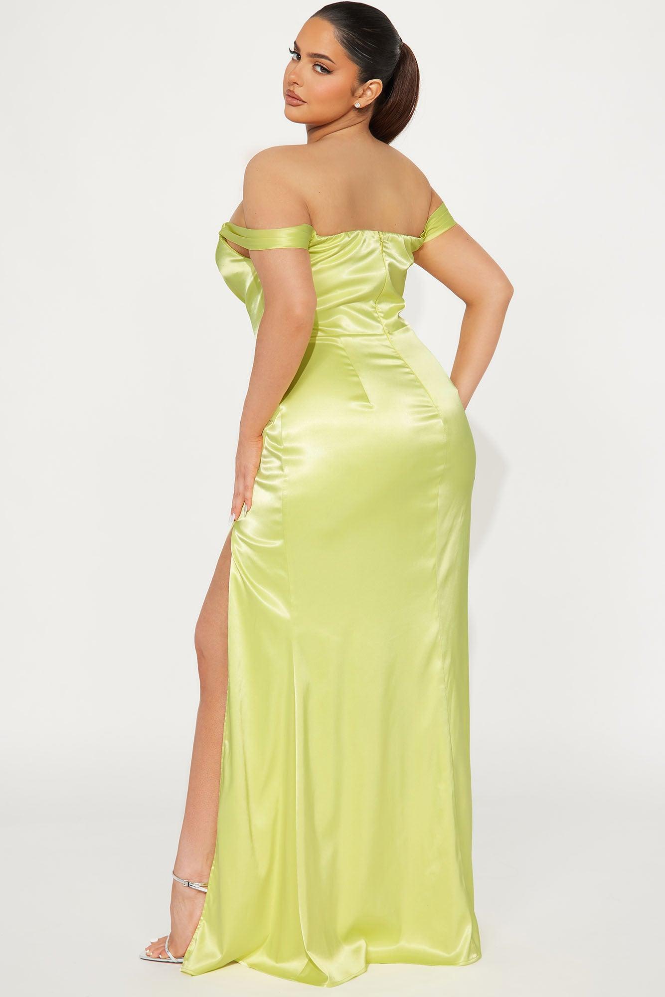 Satin Soiree Gown - Yellow Product Image