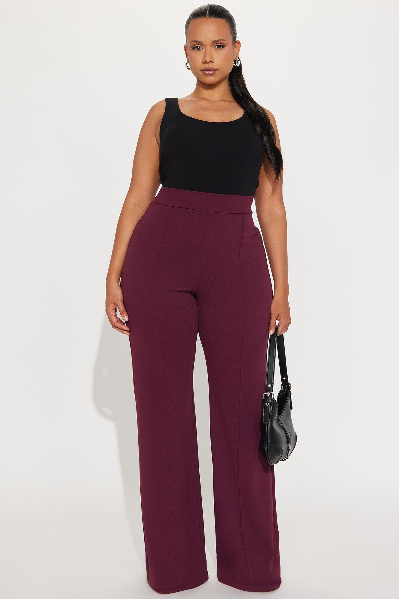 Tall Victoria High Waisted Dress Pants - Burgundy Female Product Image