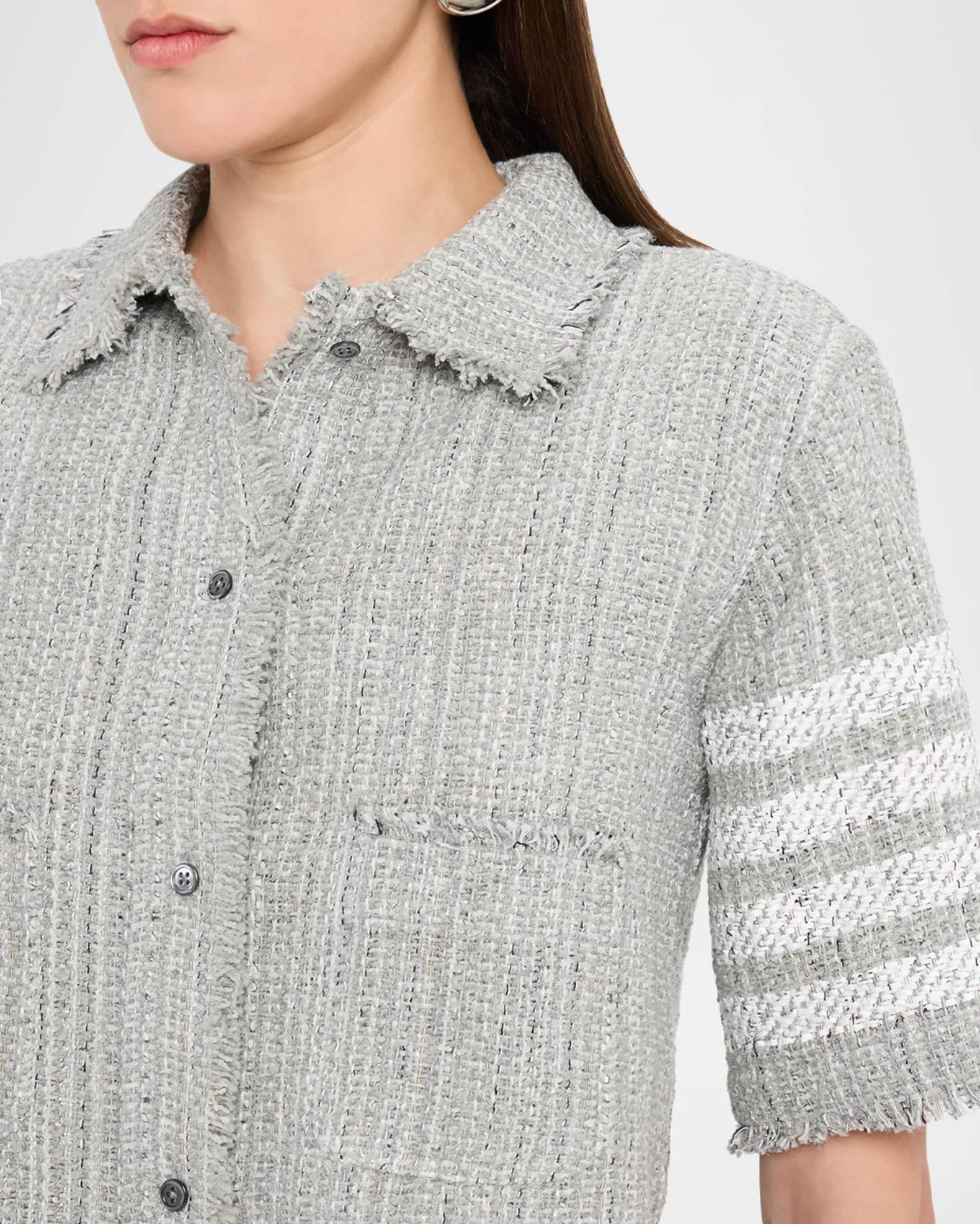 Woven Tweed Cropped Shirt Jacket Product Image