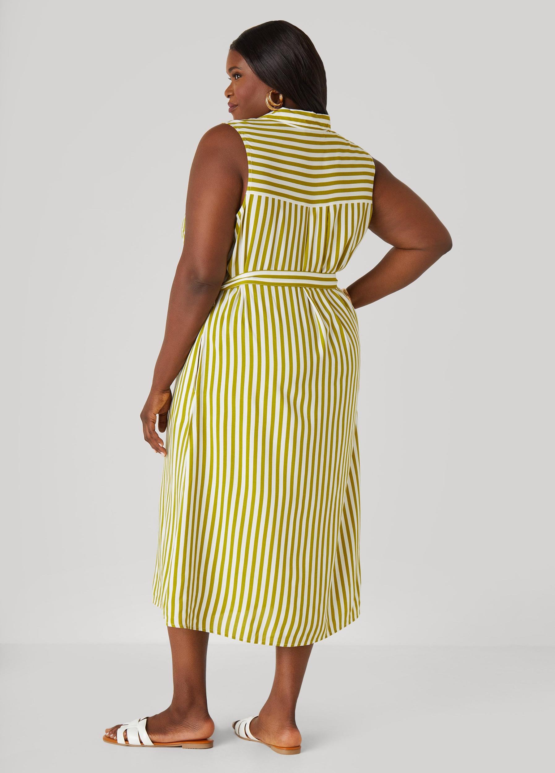 Striped Button Front Shirtdress Product Image