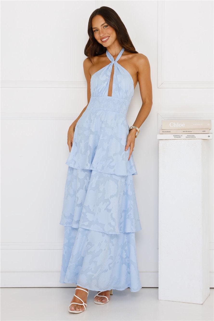 Island Sway Halter Maxi Dress Blue Product Image