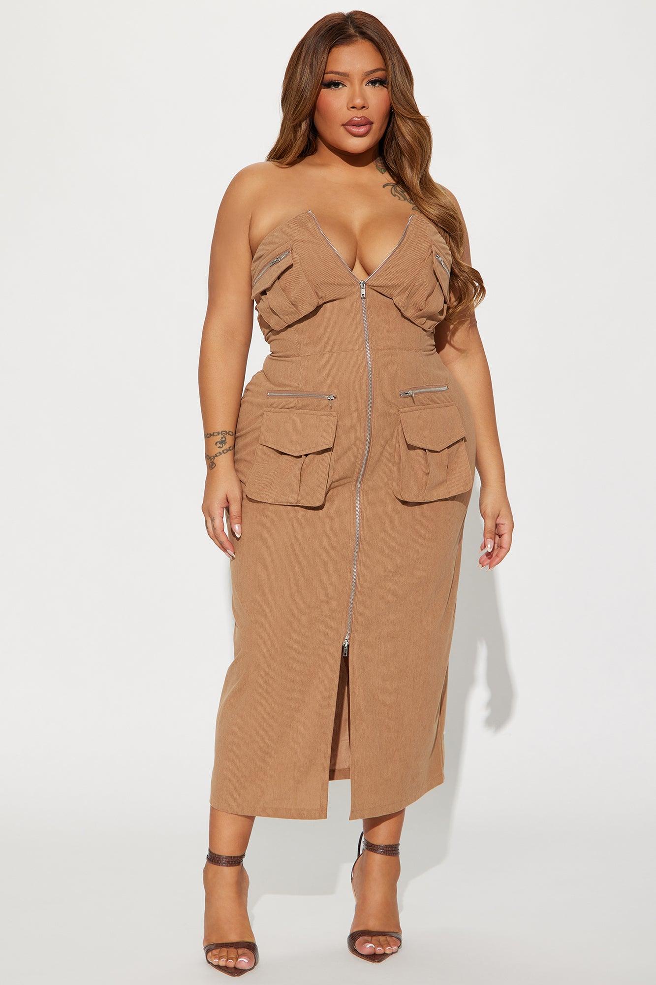 Keep It Real Cargo Maxi Dress - Taupe Product Image