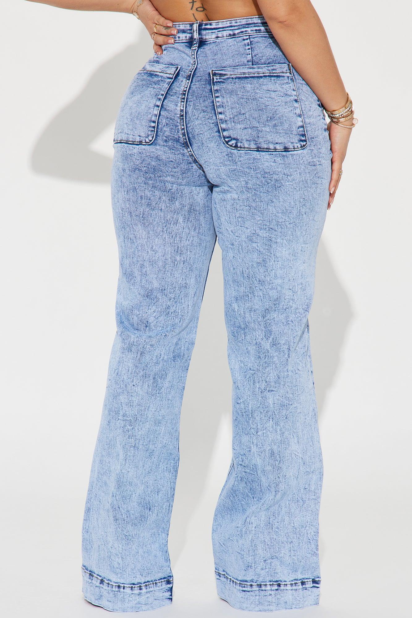Margot Stretch Trouser Jeans - Acid Wash Blue Product Image