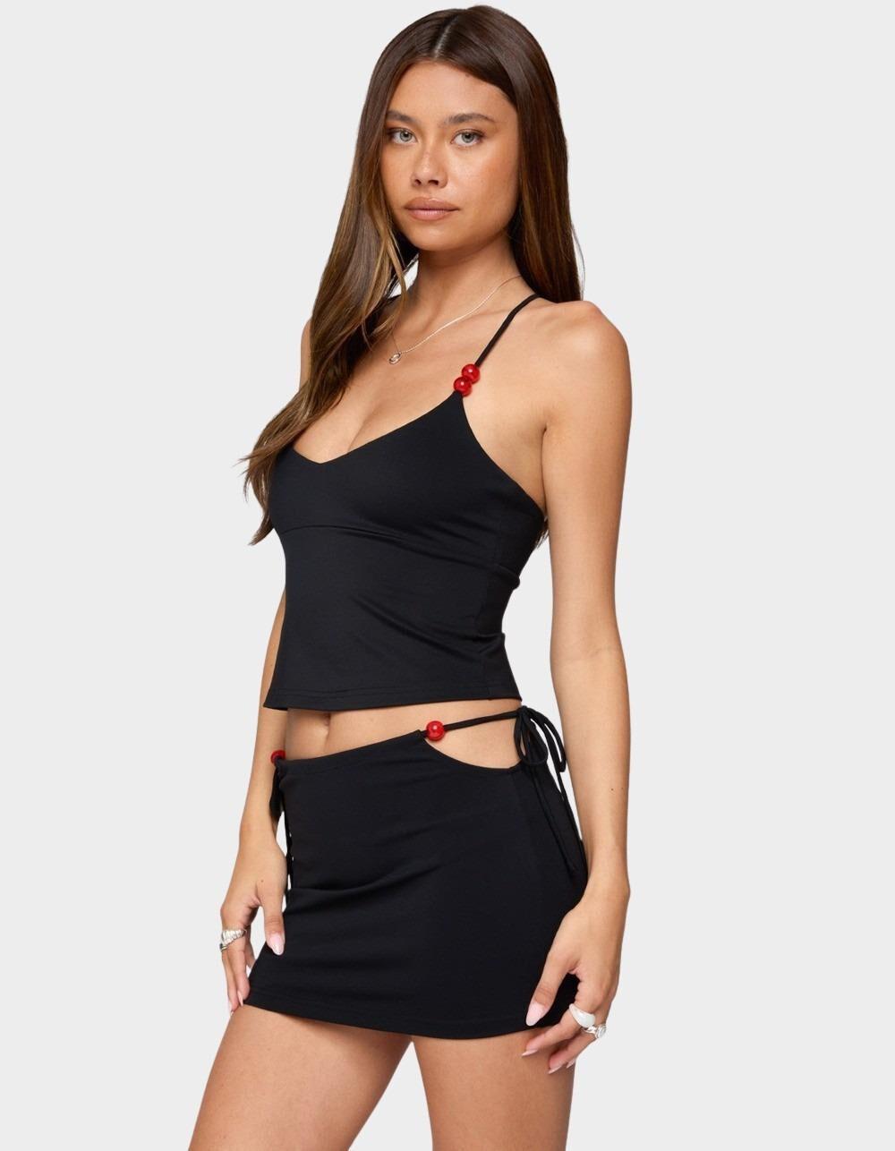 EDIKTED Maree Bead Cut Out Mini Skirt - BLACK Product Image