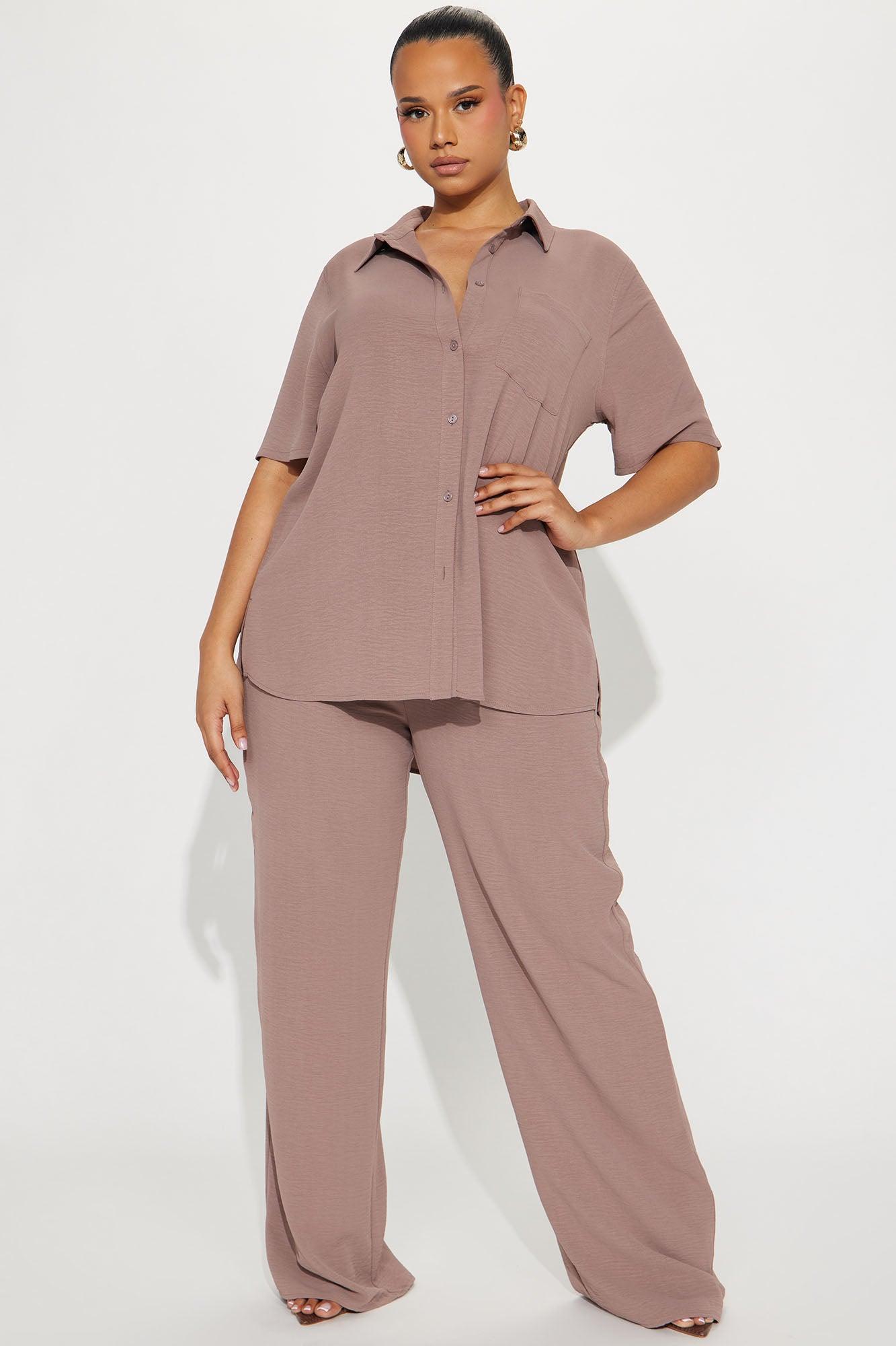 Makenzie Short Sleeve Pant Set - Mocha Product Image