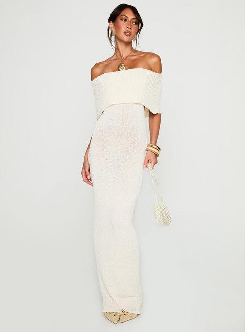 Nixen Strapless Knit Maxi Dress Cream Product Image