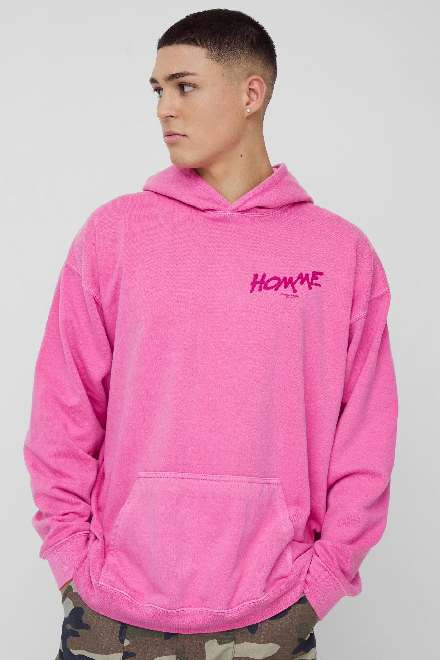 Oversized Washed Homme Graffiti Hoodie | boohooMAN USA Product Image