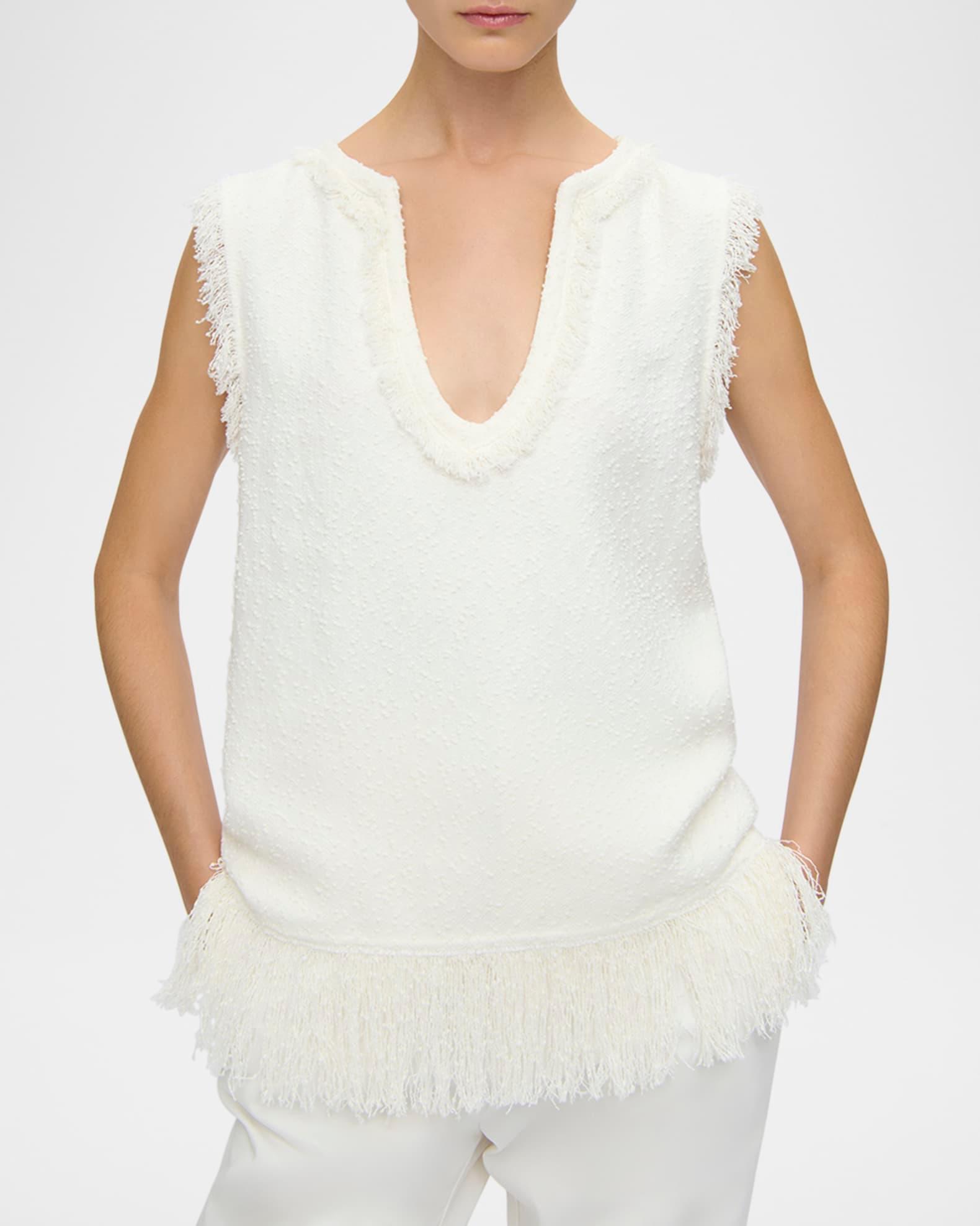 Comporta Sleeveless Fringed Boucle Top Product Image
