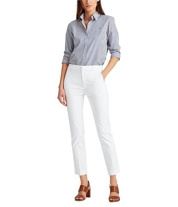 Lauren Ralph Lauren Stretch-Cotton Mid-Rise Skinny Leg Ankle Length Pants Product Image