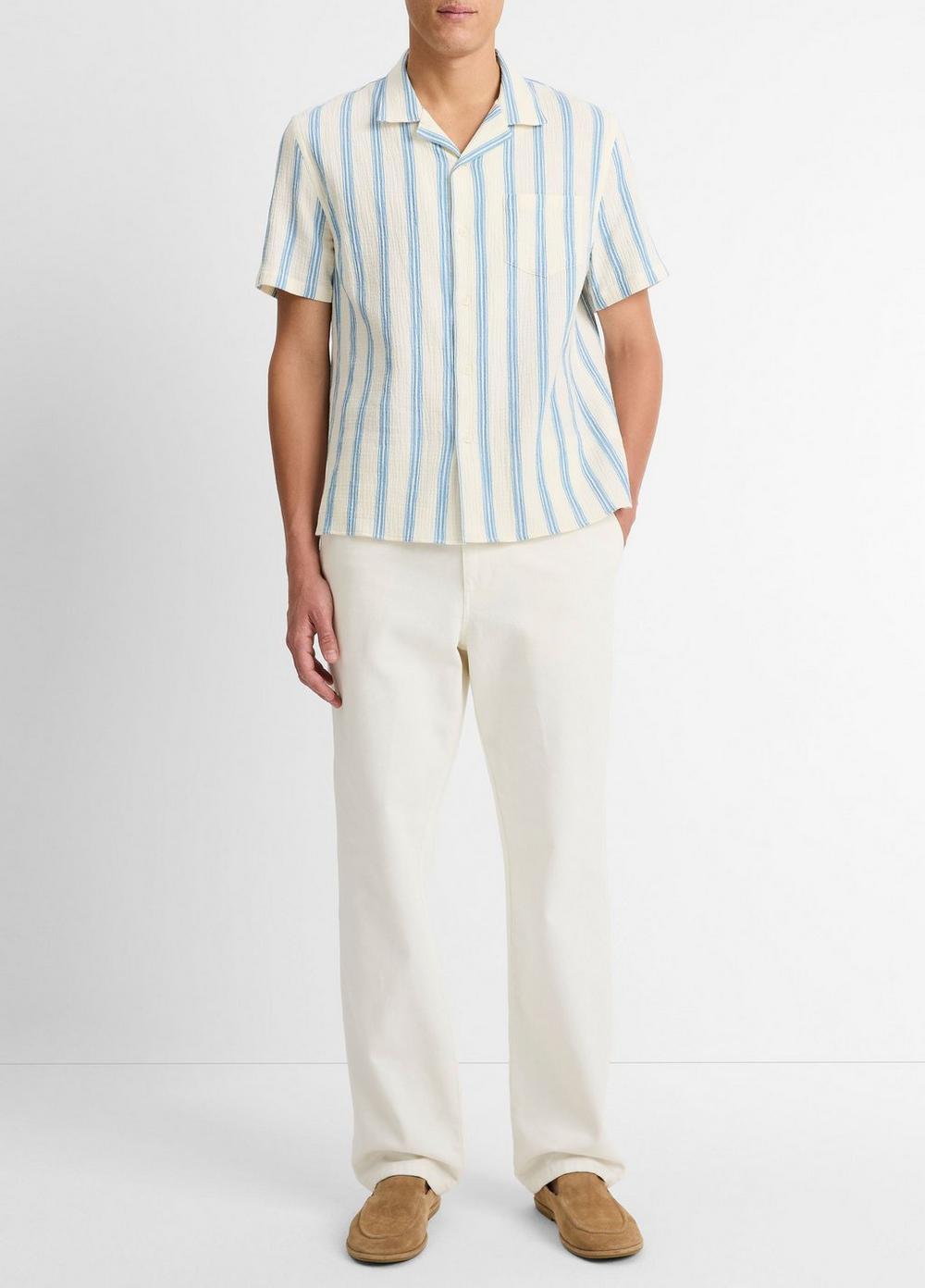 Textured Stripe Italian Cotton Cabana Shirt Product Image