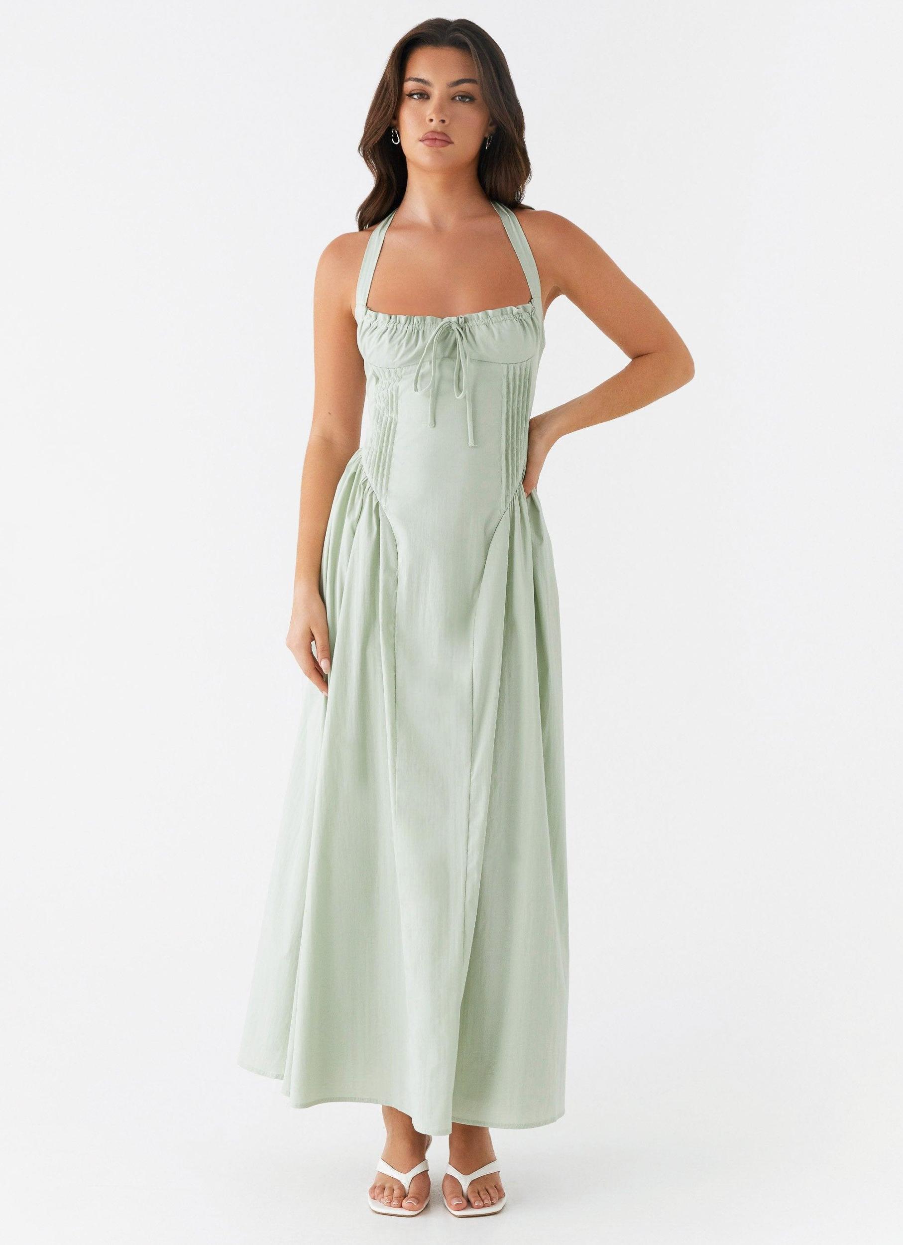 Olenna Halterneck Midi Dress - Sage Product Image