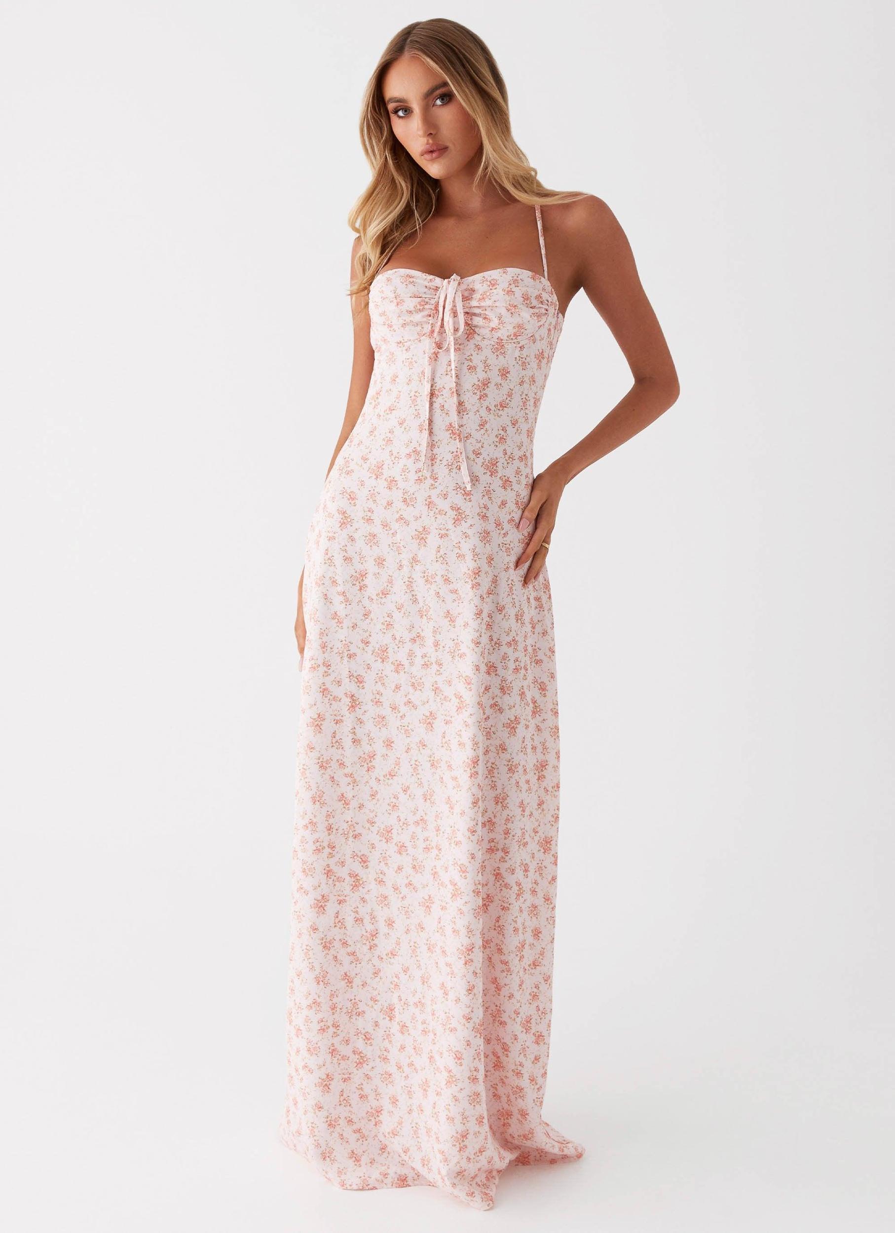 Aveline Bustier Maxi Dress - Pink Ditsy Floral Product Image