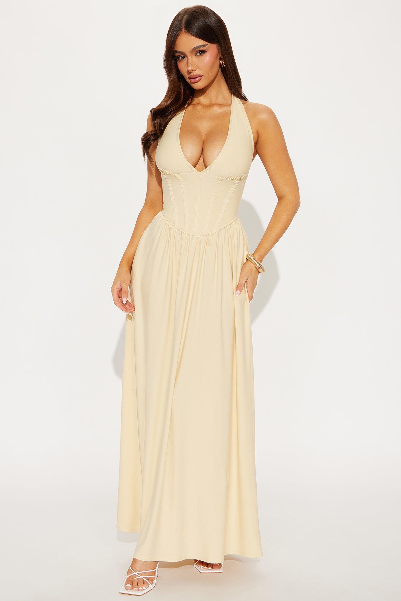 Ainsley Corset Maxi Dress - Butter Yellow Product Image