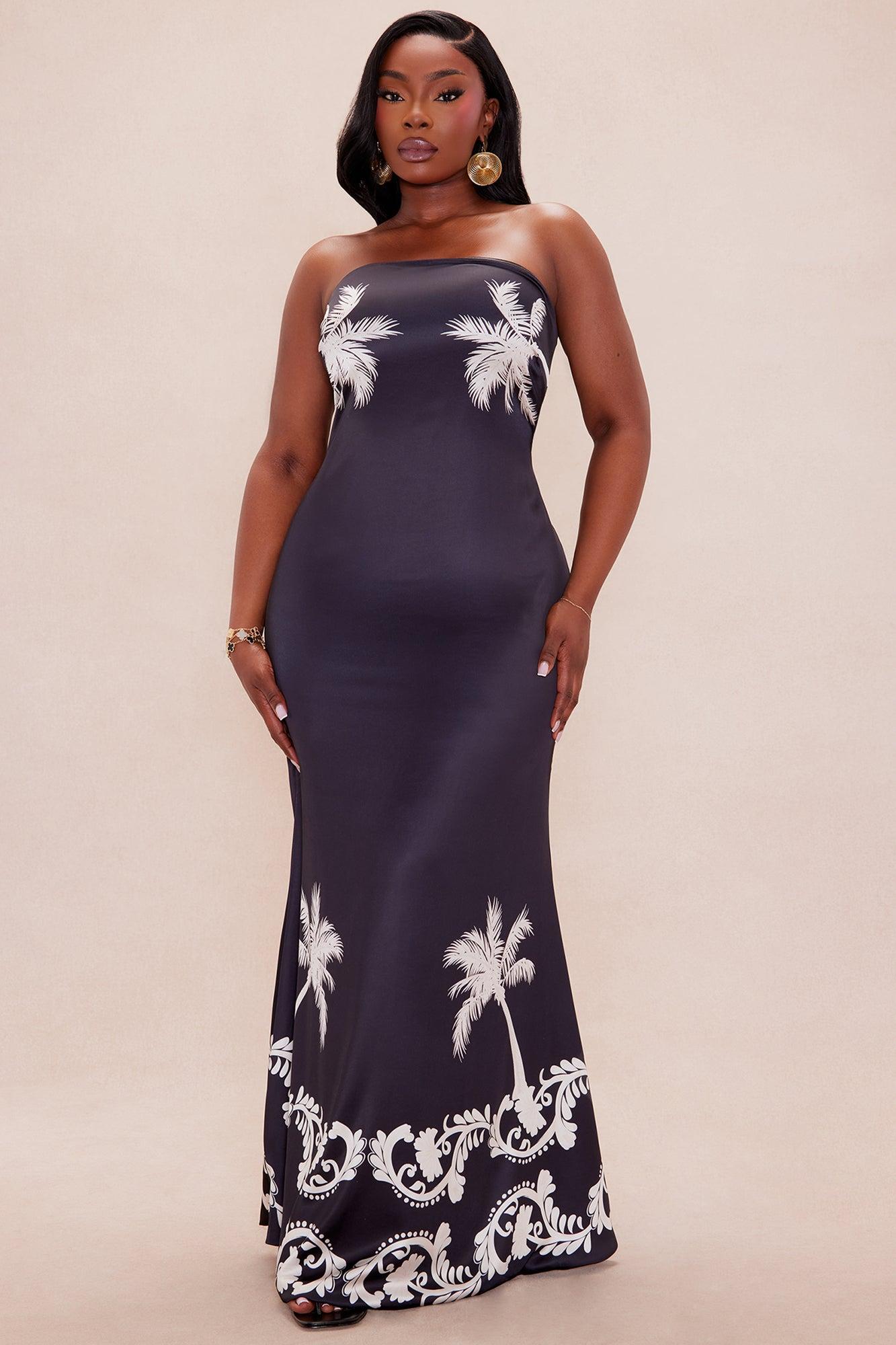 Kali Satin Maxi Dress - Black/combo Female Product Image