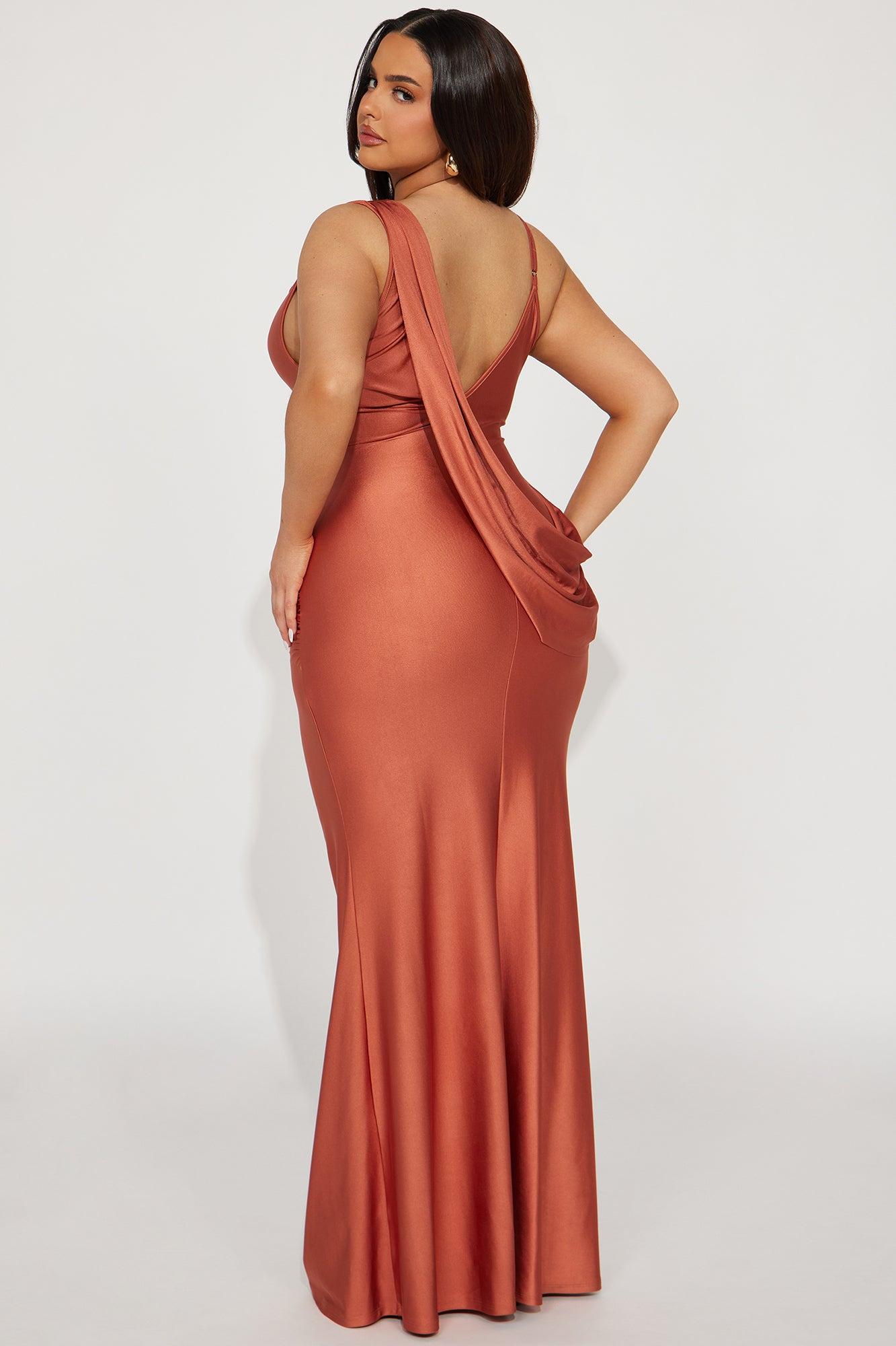 Michelle Draped Back Gown - Marsala Product Image