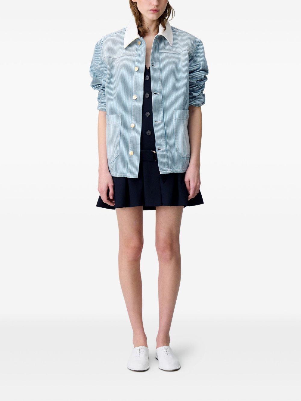 striped denim jacket Product Image