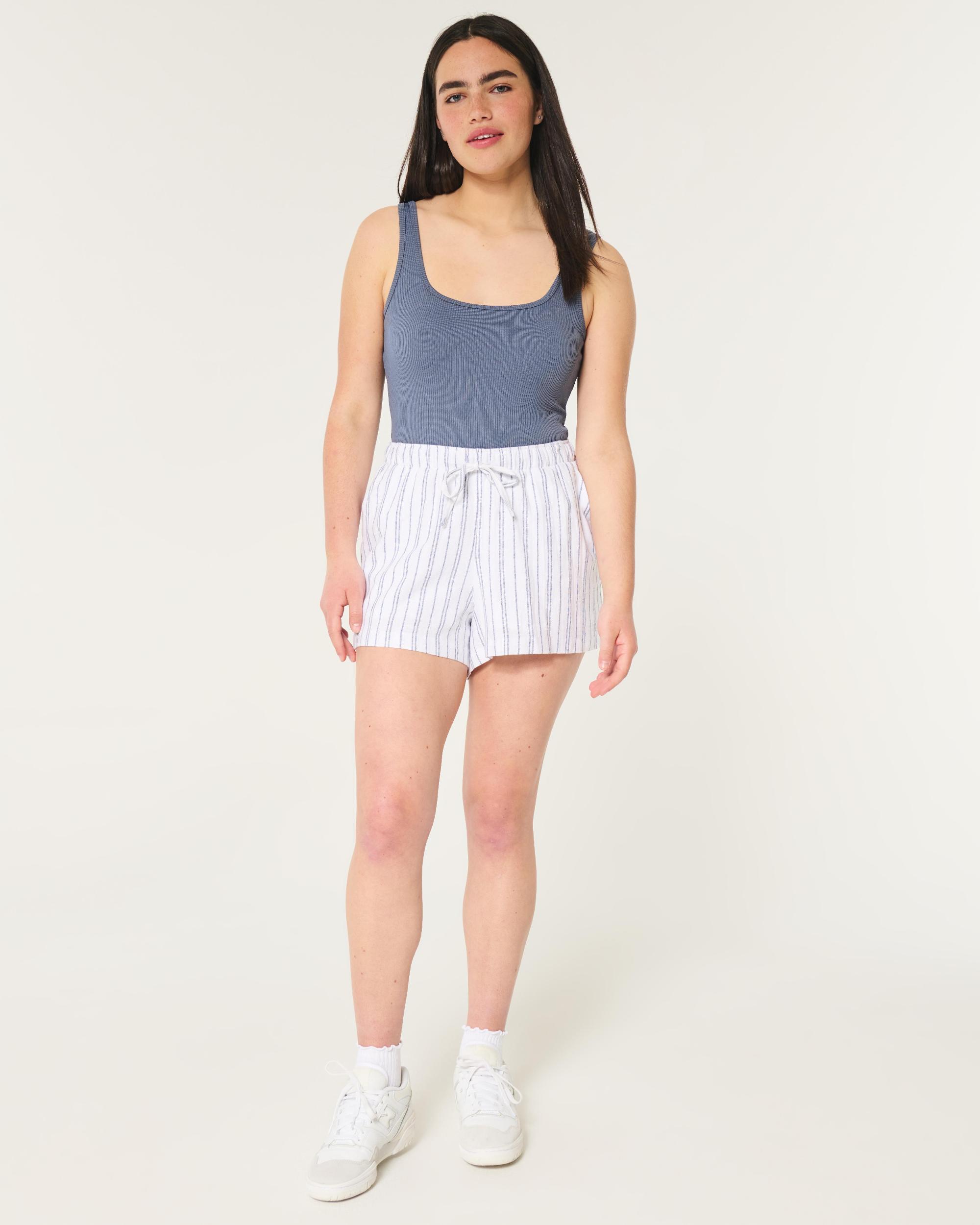 Hollister Ella Adjustable Rise Linen-Blend Pull-On Shorts Product Image