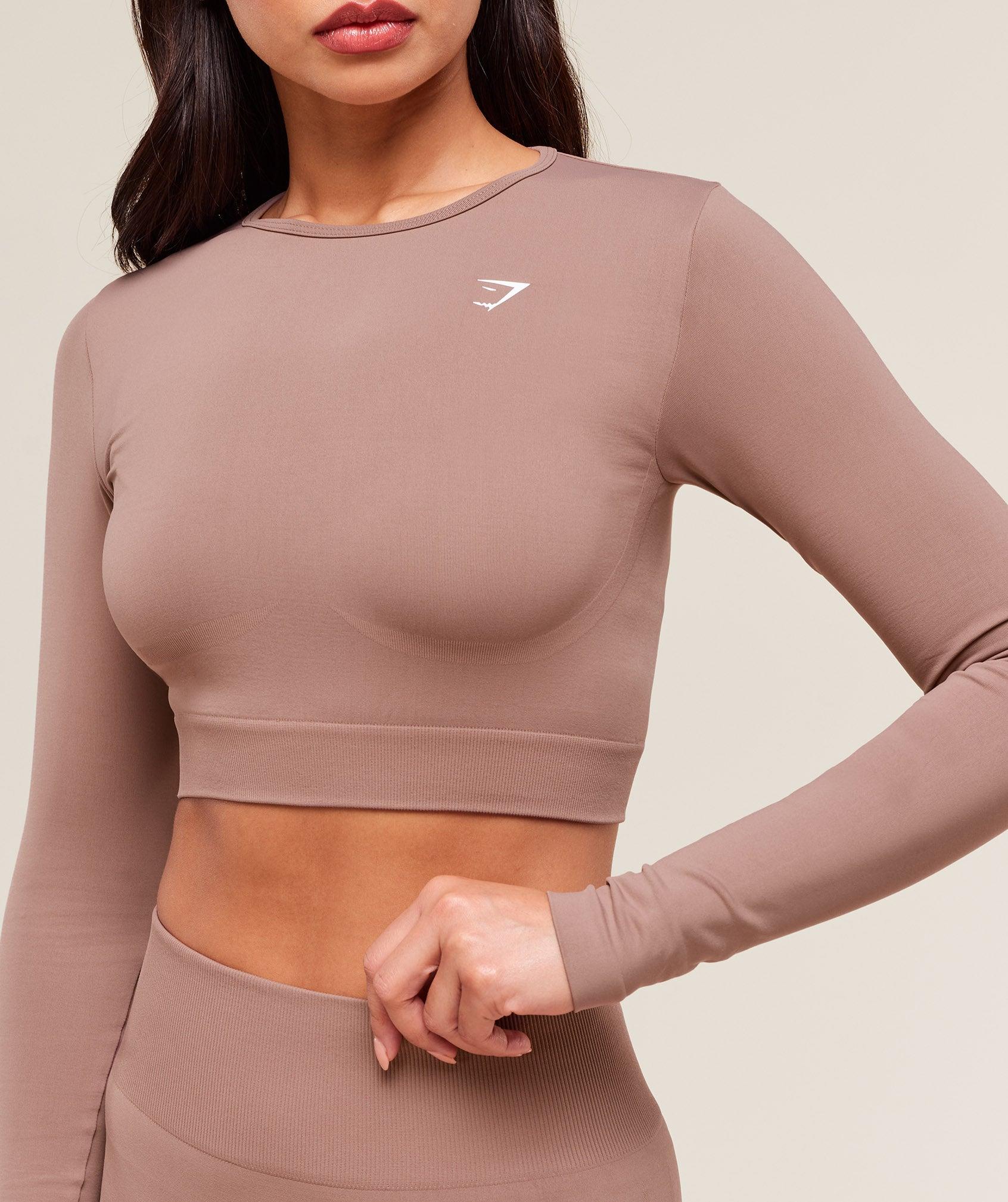 Gymshark Everyday Seamless Long Sleeve Crop Top - Chestnut Pink Female Product Image
